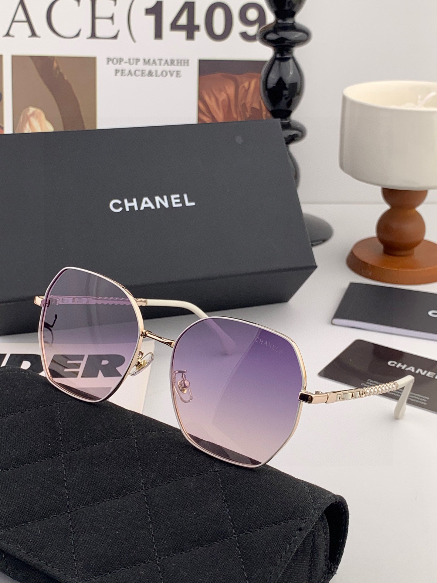 【CHANEL】香奈儿 新款尼龙偏光太眼镜，无框钻石 切边更有质感，大气女人范儿，大脸小脸都好看 ！型号