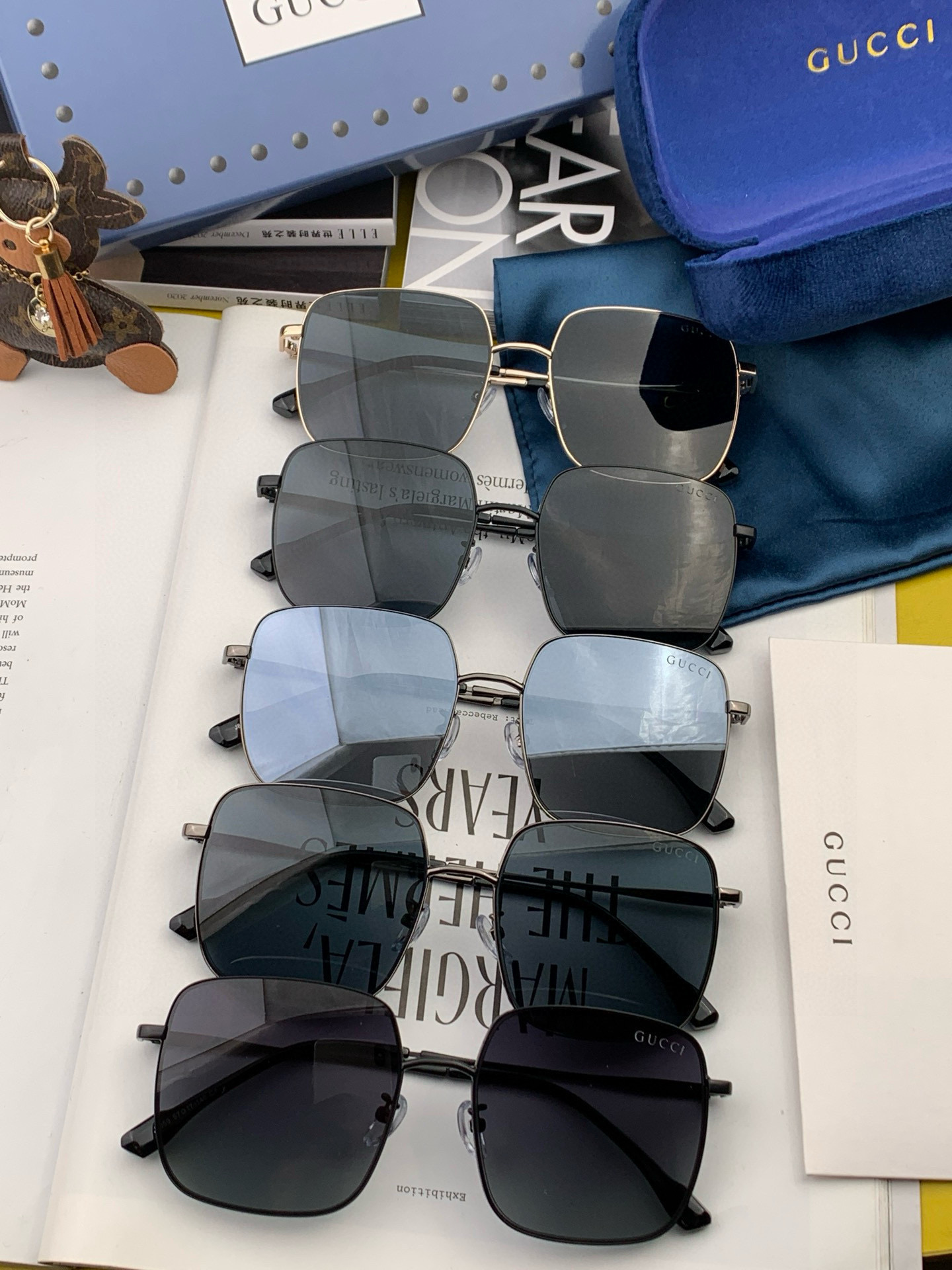 GUCCI 男款炫彩飞行员偏光太阳镜 ❤️材质：高清尼龙加厚卡槽高清偏光镜片 🌹无边框镜架💕颜👍型号：G