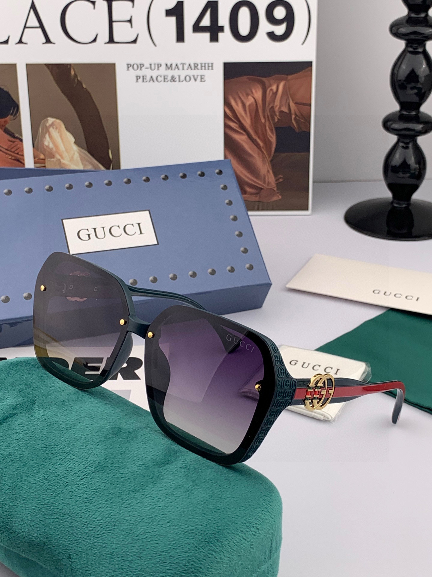 🔺 【GUCCI-偏光太阳镜】2025开春新款 潮流爆款 时尚方框偏光太阳镜 高品质 佩戴舒适 网红潮款
