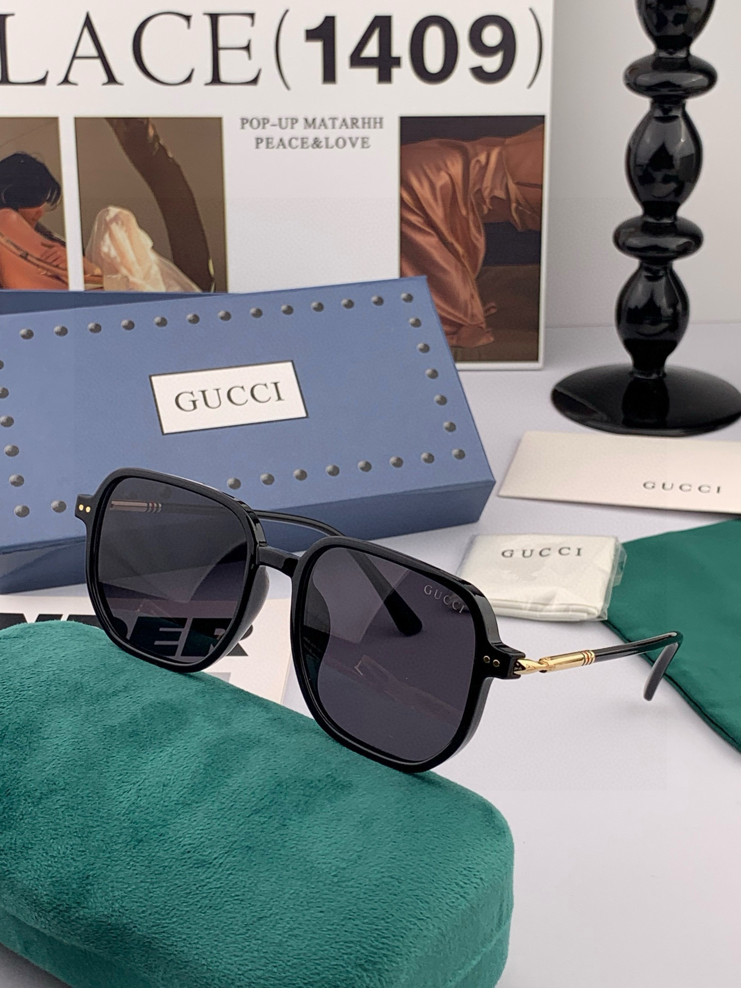 【TR偏光系列】Gucci 经典的方框设计，不挑脸型，无论搭配大衣还是连衣裙都非常显气质尼龙偏光镜片预防