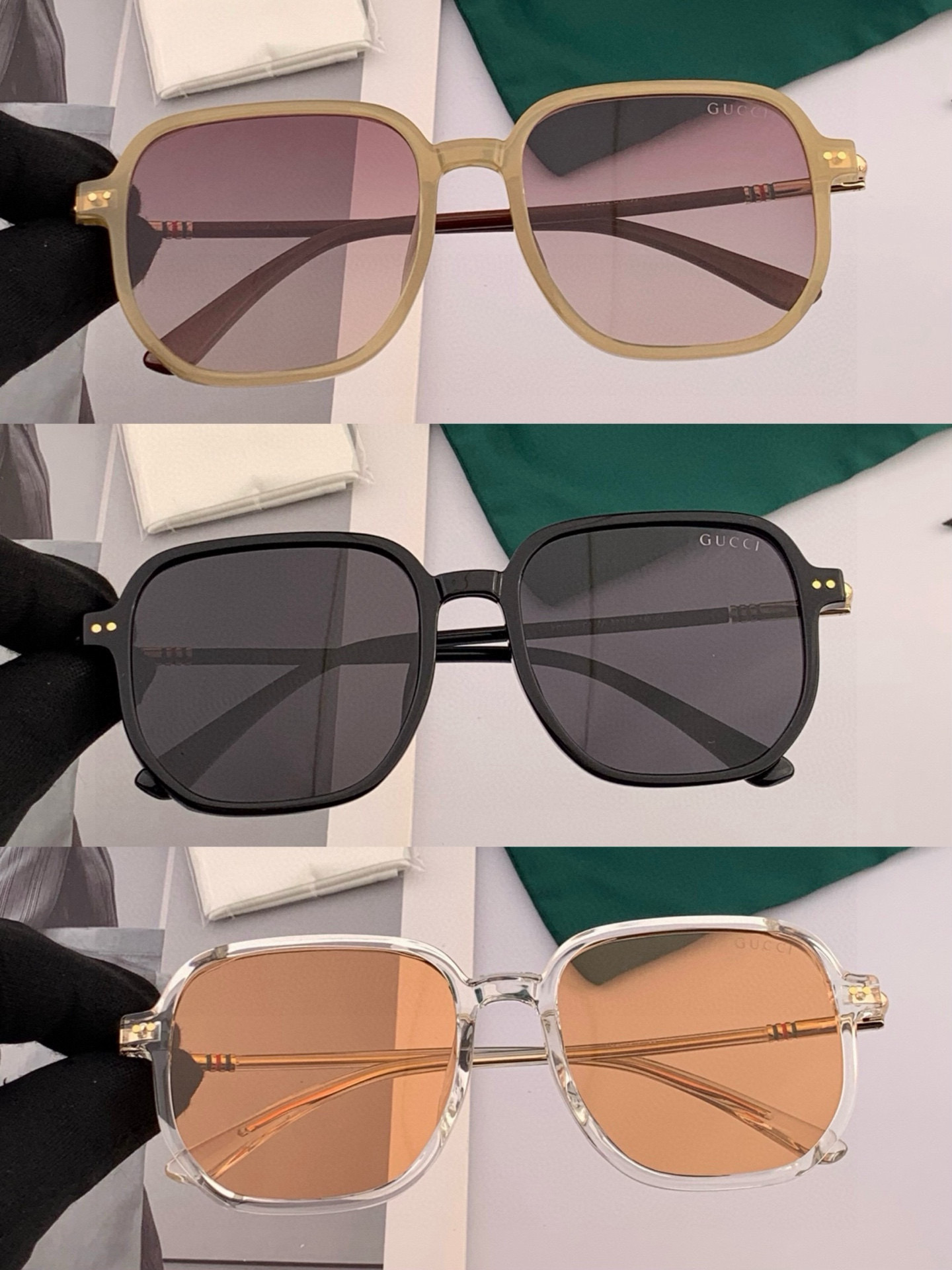 【TR偏光系列】Gucci 经典的方框设计，不挑脸型，无论搭配大衣还是连衣裙都非常显气质尼龙偏光镜片预防