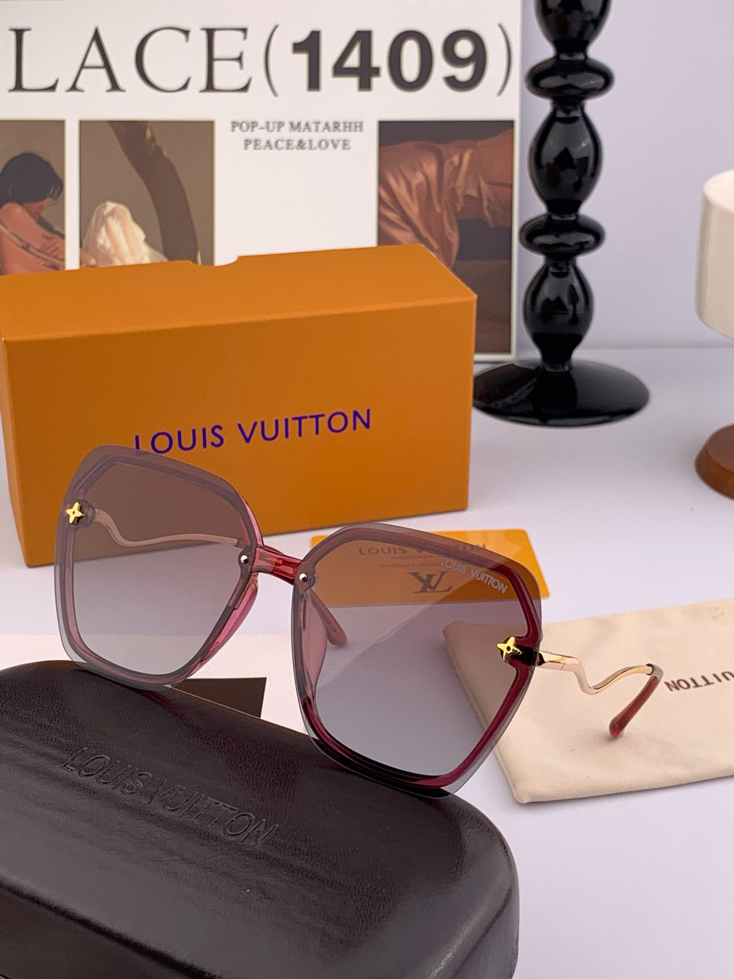 LV 太阳镜潮品官网模特同款 [玫瑰][玫瑰]四叶草🍀精致个性设计简约时尚 高品质值得拥有绝对潮爆整个夏