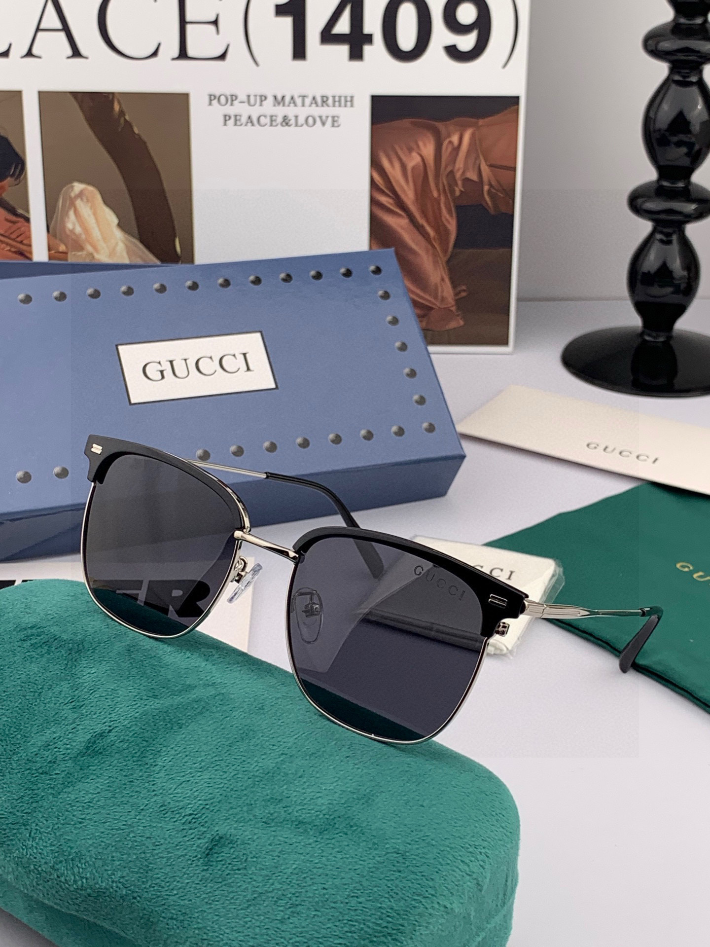 Gucci 。 高品质男女款墨镜 👍 进口宝丽来偏光镜片 。蛤蟆镜 开车钓鱼都可 。百搭显瘦墨镜韩版男士