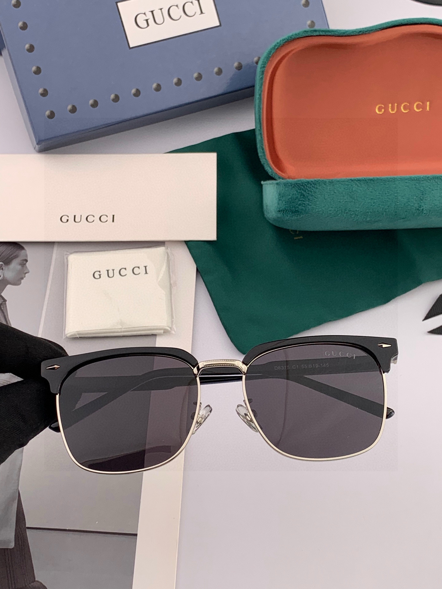 🔺 【GUCCI-偏光太阳镜】2025开春新款 潮流爆款 时尚方框偏光太阳镜 高品质 佩戴舒适 网红潮款