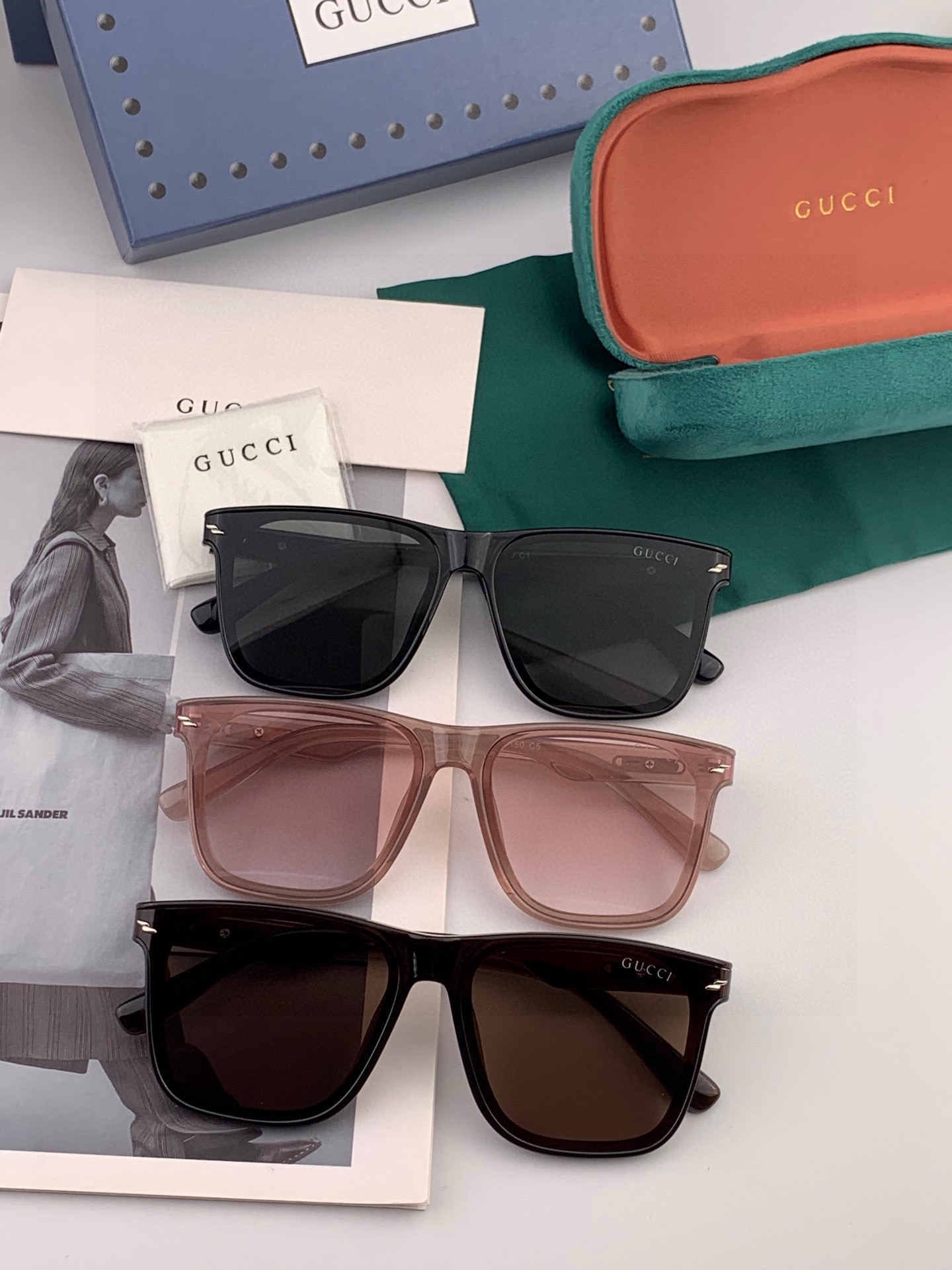 🔺 【GUCCI】2025开春新款 潮流爆款 时尚方框偏光太阳镜 高品质 佩戴舒适 网红潮款墨镜 女士高