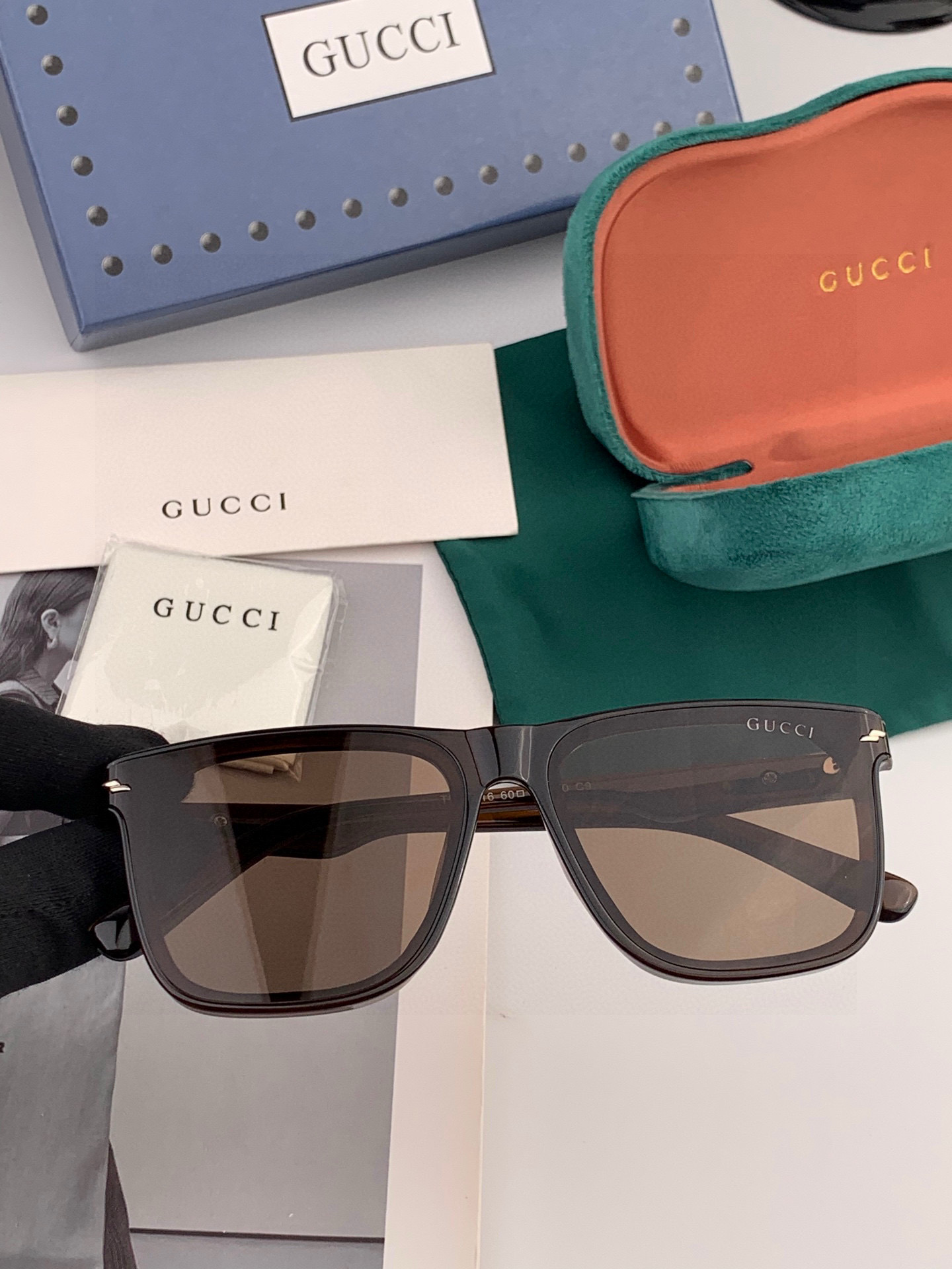 🔺 【GUCCI】2025开春新款 潮流爆款 时尚方框偏光太阳镜 高品质 佩戴舒适 网红潮款墨镜 女士高