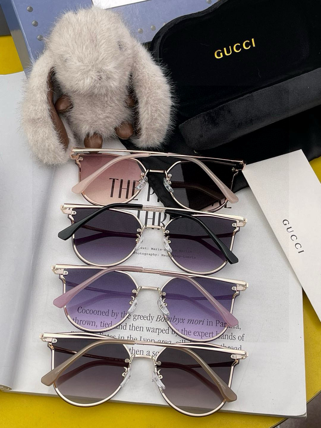 GUCCI 2025开春新款 最新款无框太阳镜 各路网红纷纷带起气场满分‼️ 俏皮甜美.上脸效果更佳.金