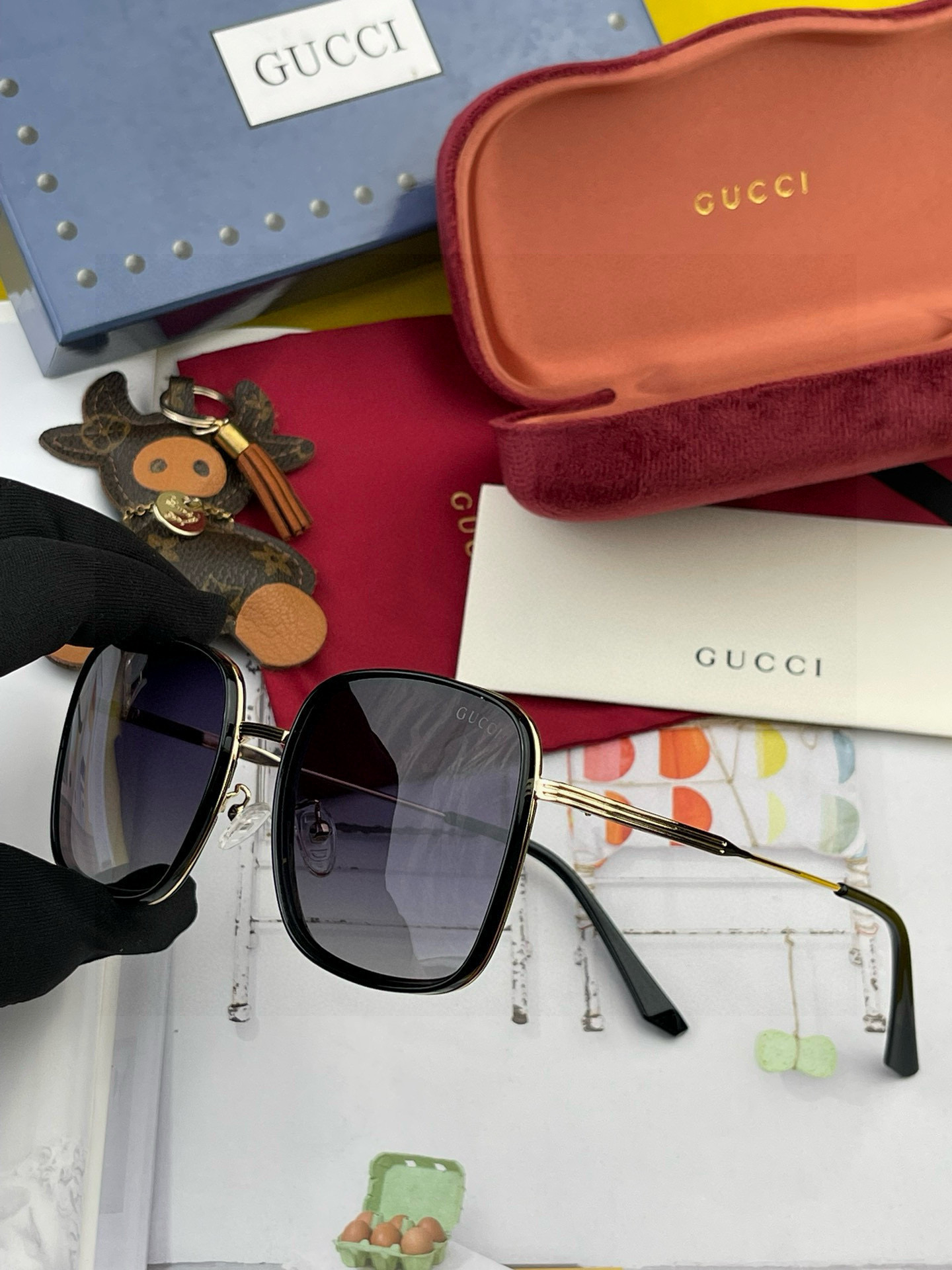 🔺 【GUCCI-偏光太阳镜】2025开春新款 潮流爆款 时尚方框偏光太阳镜 高品质 佩戴舒适 网红潮款