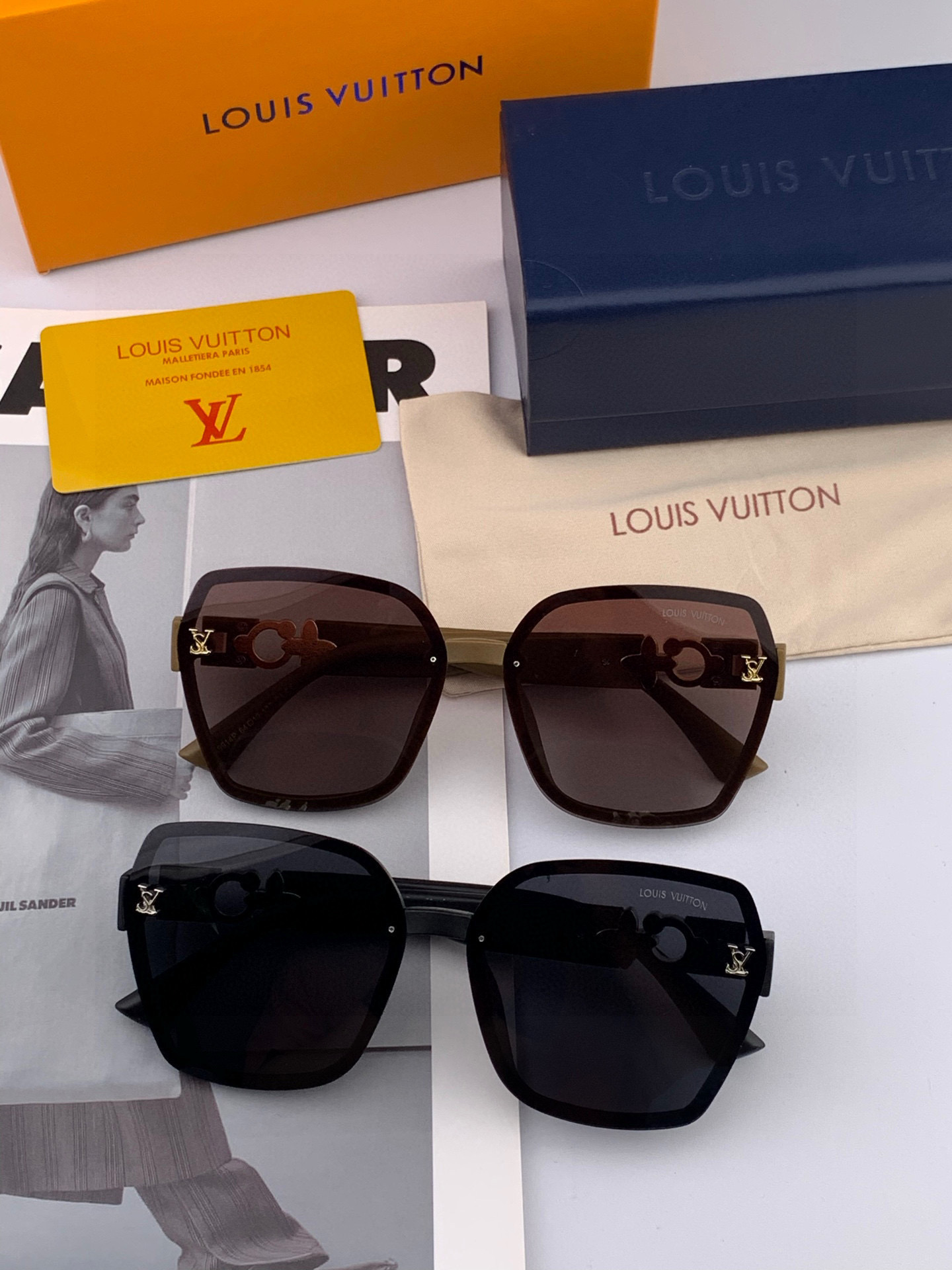 【TR偏光系列】lv大框太阳镜墨镜经典的方框设计，不挑脸型，无论搭配大衣还是连衣裙都非常显气质偏光镜片预