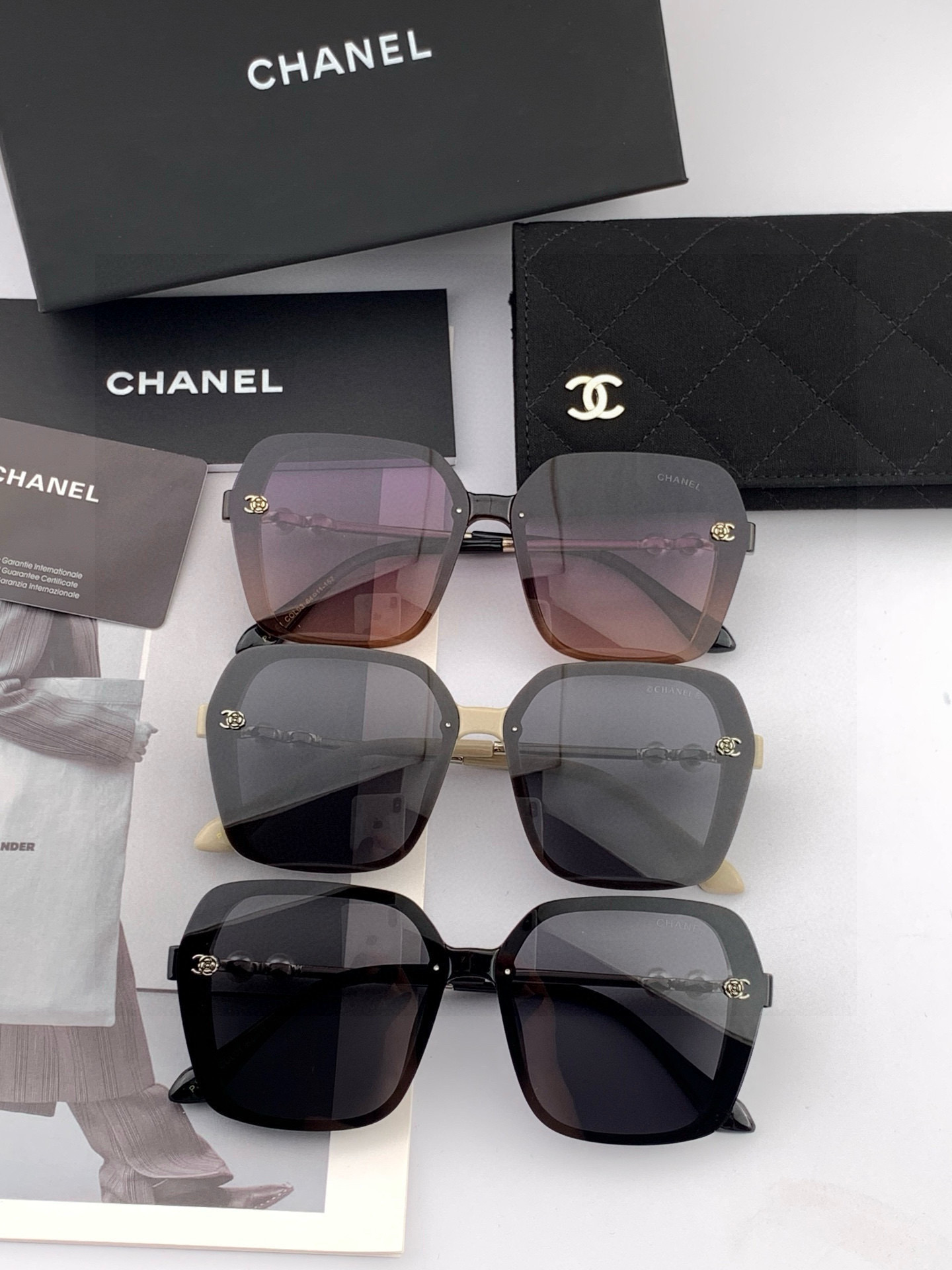 🔺CHANEL🔻2025官方早春新款，众多明星同款[色]香奈儿‼️‼️新款珍珠大框偏光墨镜 ，🌈🌈宝丽来