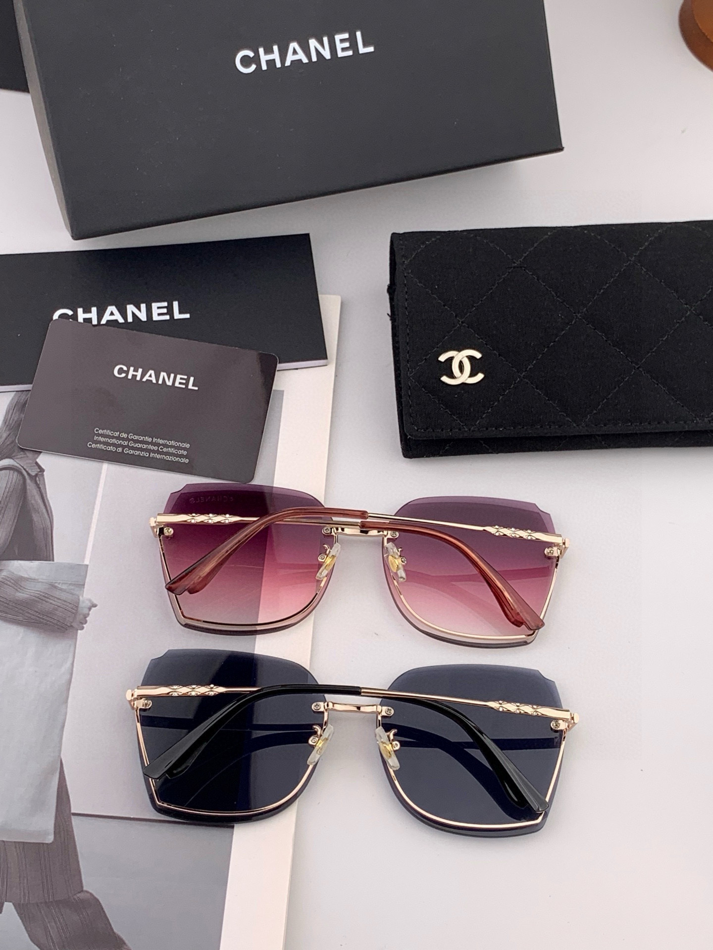 【CHANEL】香奈儿 新款尼龙偏光太眼镜，无框钻石 切边更有质感，大气女人范儿，大脸小脸都好看 ！型号