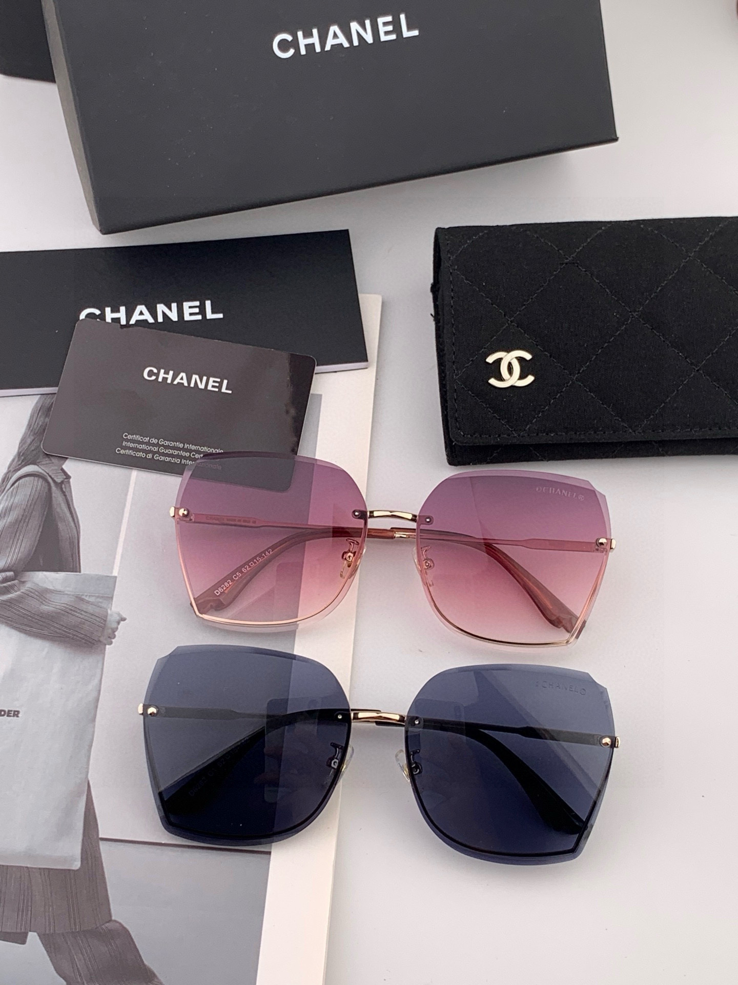 【CHANEL】香奈儿 新款尼龙偏光太眼镜，无框钻石 切边更有质感，大气女人范儿，大脸小脸都好看 ！型号