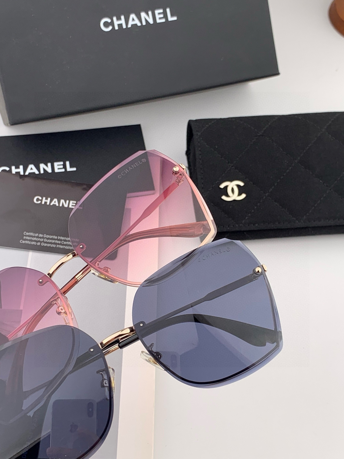 【CHANEL】香奈儿 新款尼龙偏光太眼镜，无框钻石 切边更有质感，大气女人范儿，大脸小脸都好看 ！型号