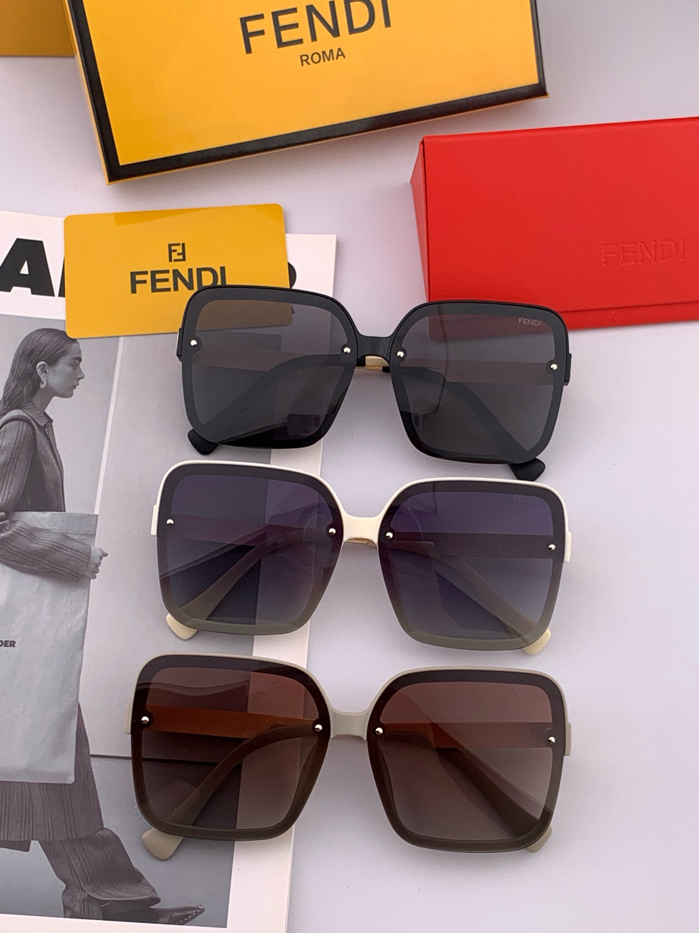 🔺 【芬迪】2025开春新款 潮流爆款 时尚方框偏光太阳镜 高品质 佩戴舒适 网红潮款墨镜 女士高清偏光