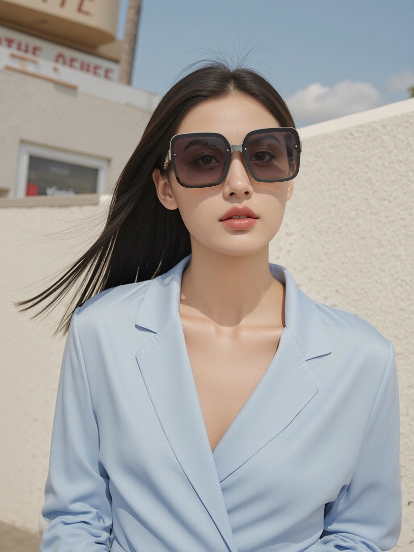 🔺 【芬迪】2025开春新款 潮流爆款 时尚方框偏光太阳镜 高品质 佩戴舒适 网红潮款墨镜 女士高清偏光