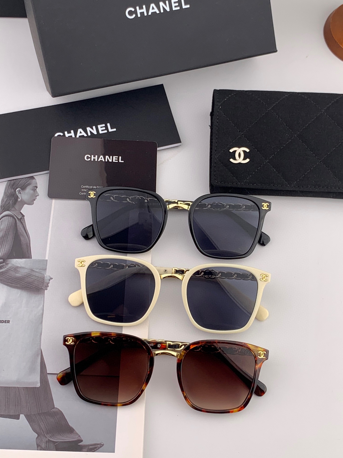 🔺CHANEL🔻2025官方早春新款，众多明星同款[色]香奈儿‼️‼️新款大框墨镜 ，🌈🌈宝丽来超清太阳