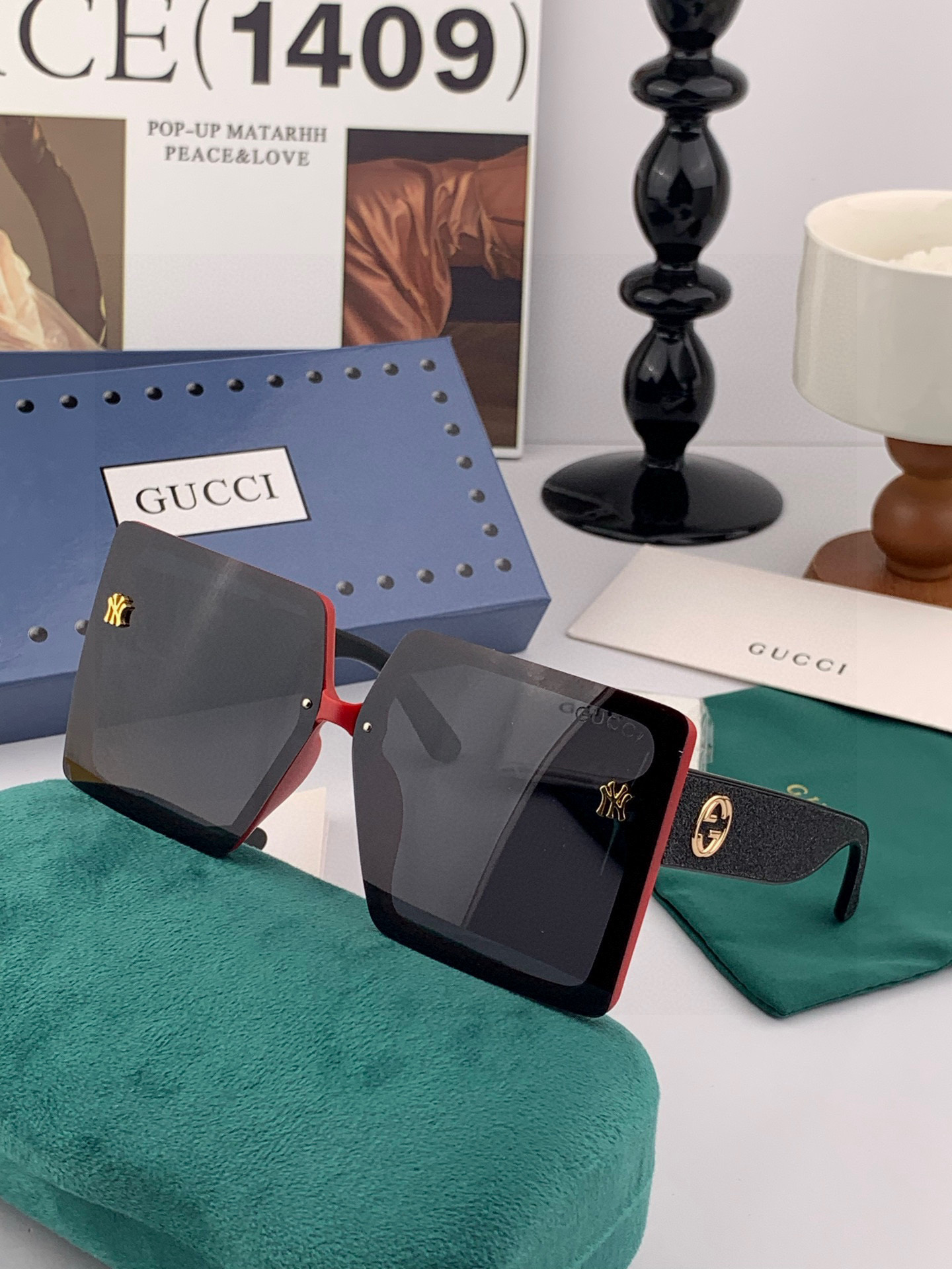 【TR偏光系列】Gucci联名系列限量版经典的方框设计，不挑脸型，无论搭配大衣还是连衣裙都非常显气质 偏