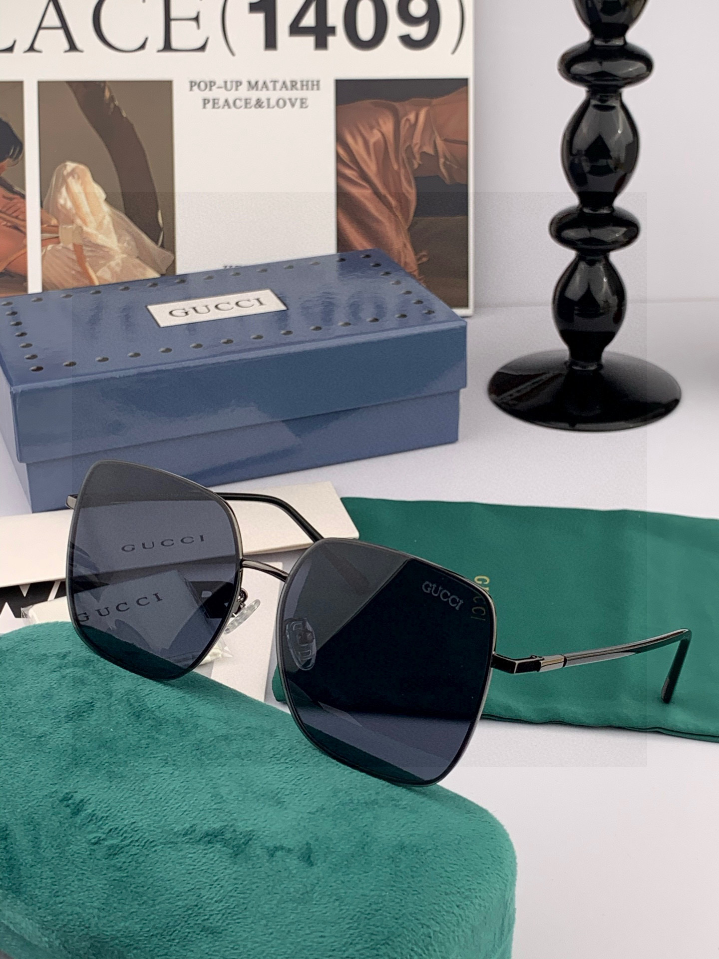 GUCCI 男款炫彩飞行员偏光太阳镜 ❤️材质：高清尼龙加厚卡槽高清偏光镜片 🌹无边框镜架💕颜👍型号：G