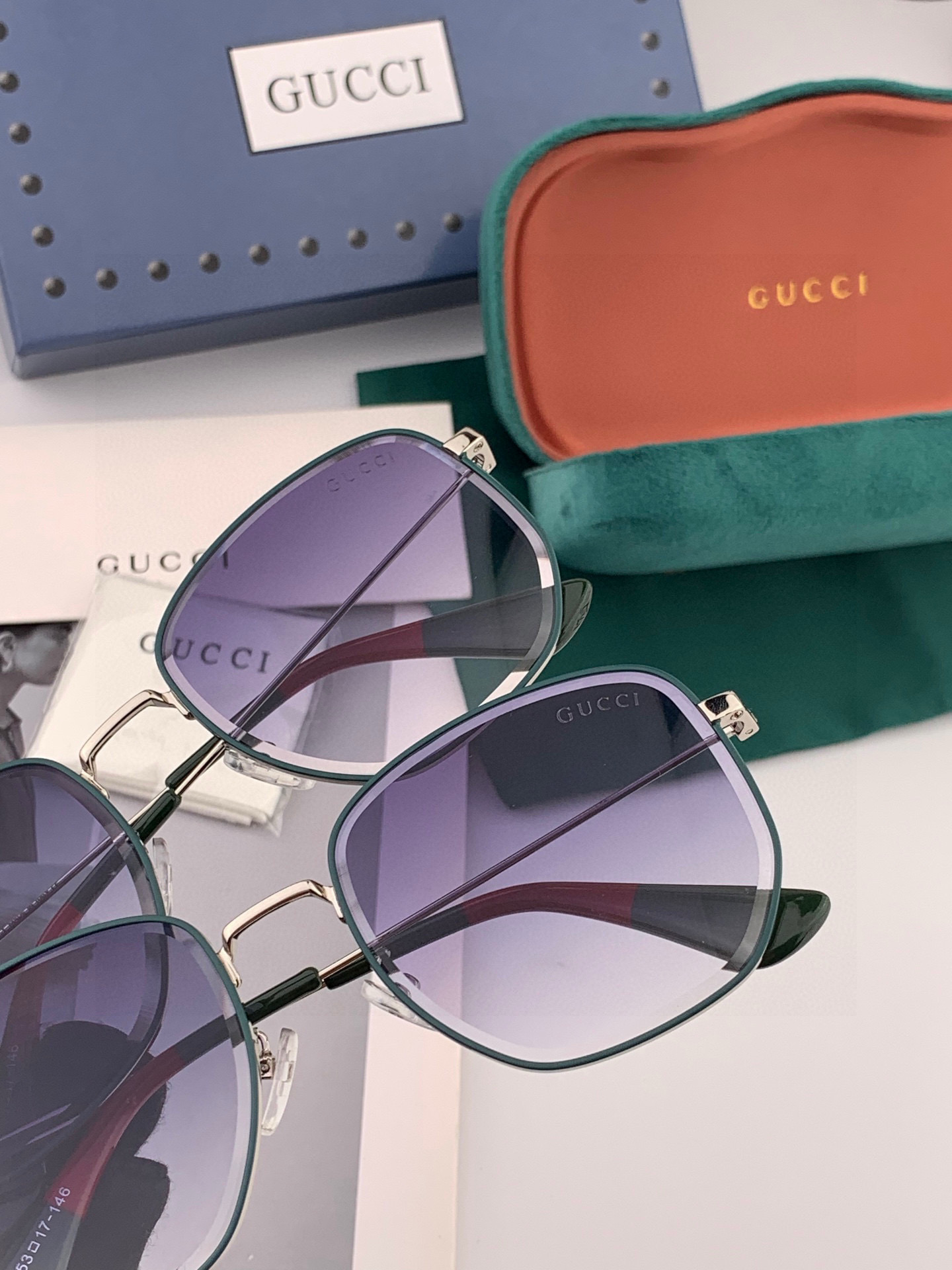 GUCCI 新款尼龙偏光太眼镜，无框钻石 切边更有质感，大气女人范儿，大脸小脸都好看 ！型号：G0299