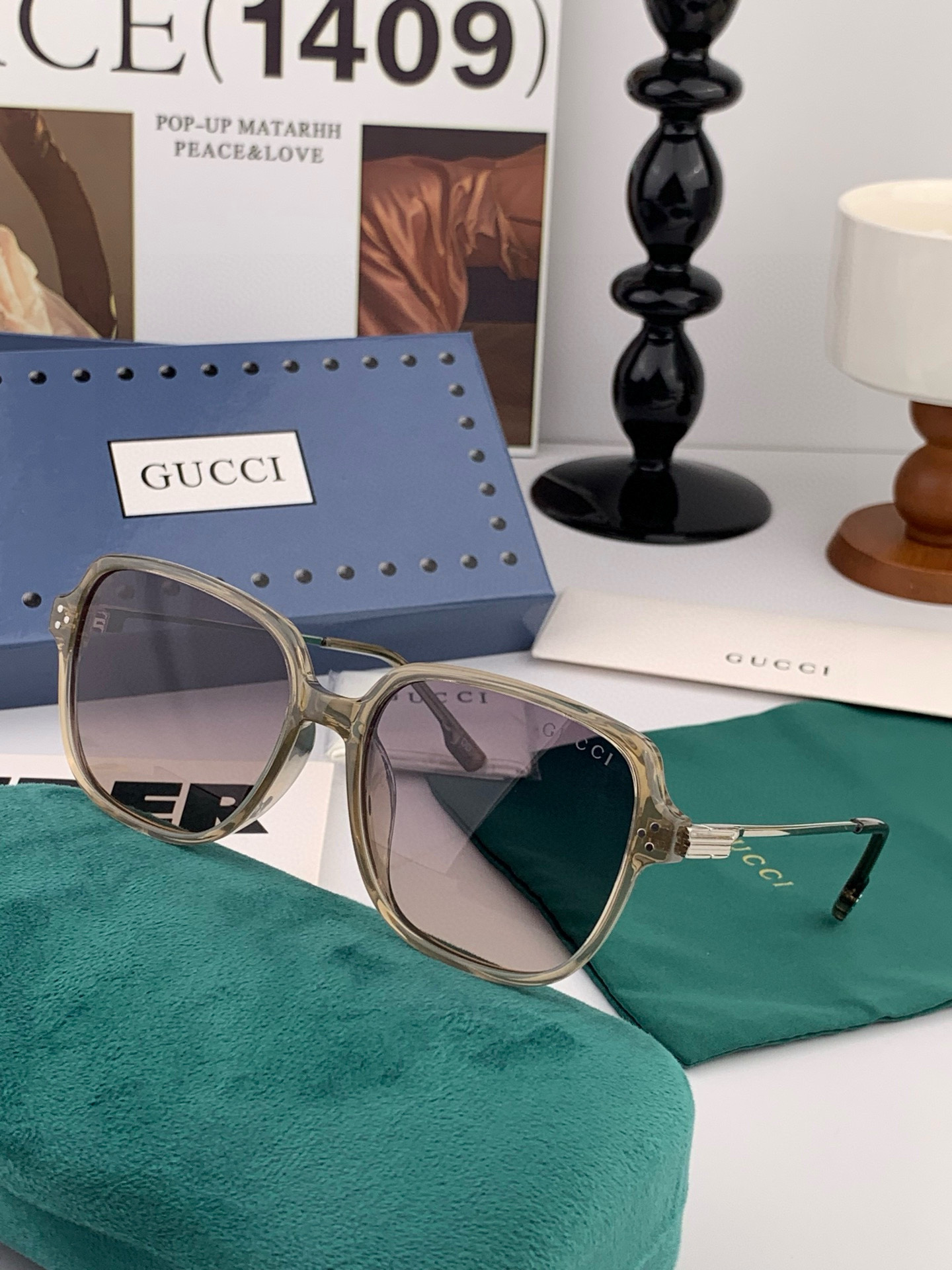 🔺 【GUCCI】2025开春新款 潮流爆款 时尚方框偏光太阳镜 高品质 佩戴舒适 网红潮款墨镜 女士高