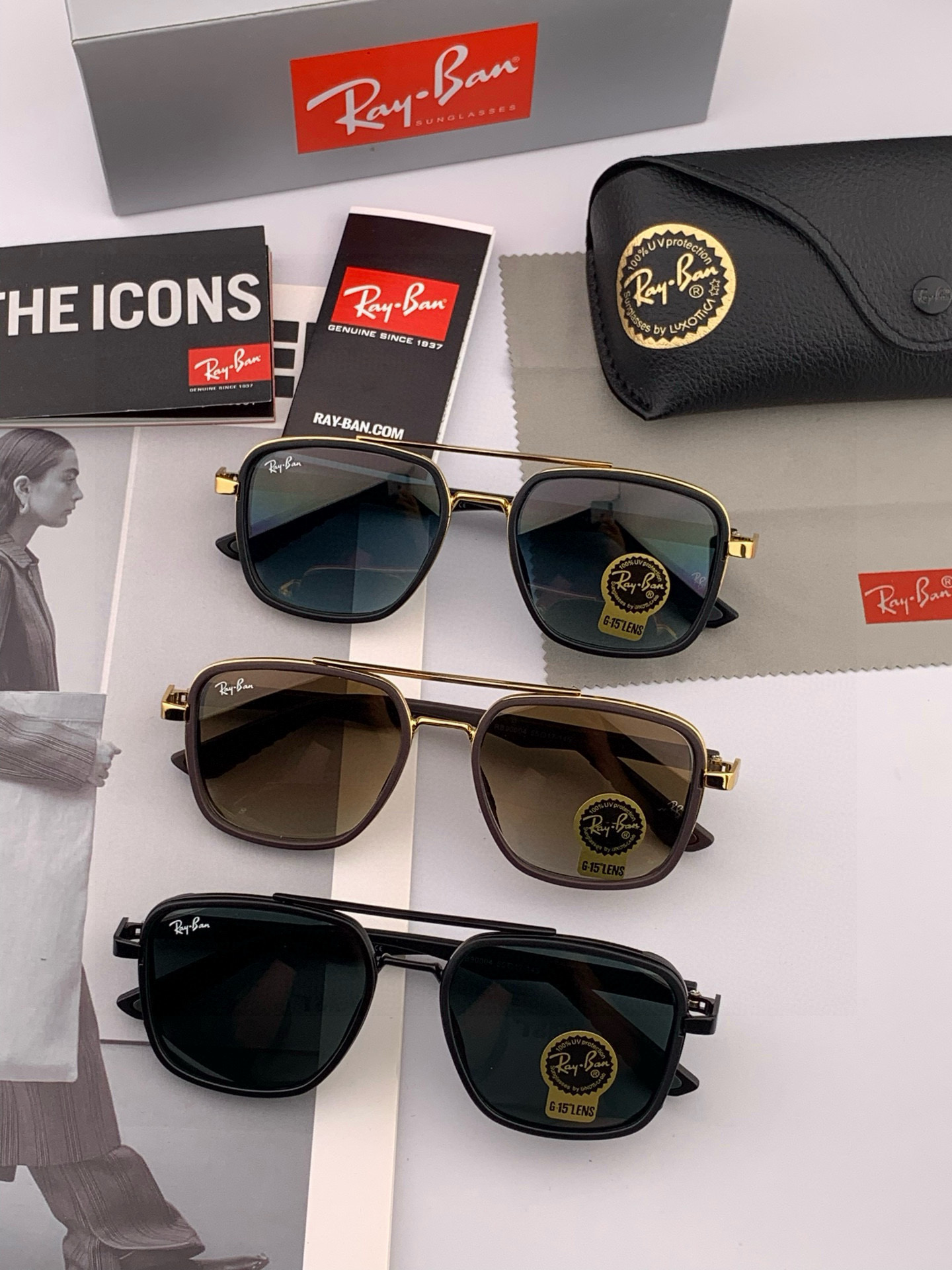 官方同步 品牌:雷朋经典男女士玻璃太阳镜 材质：美国宝丽来高清防爆钢化玻璃镜片 型号：RB2240