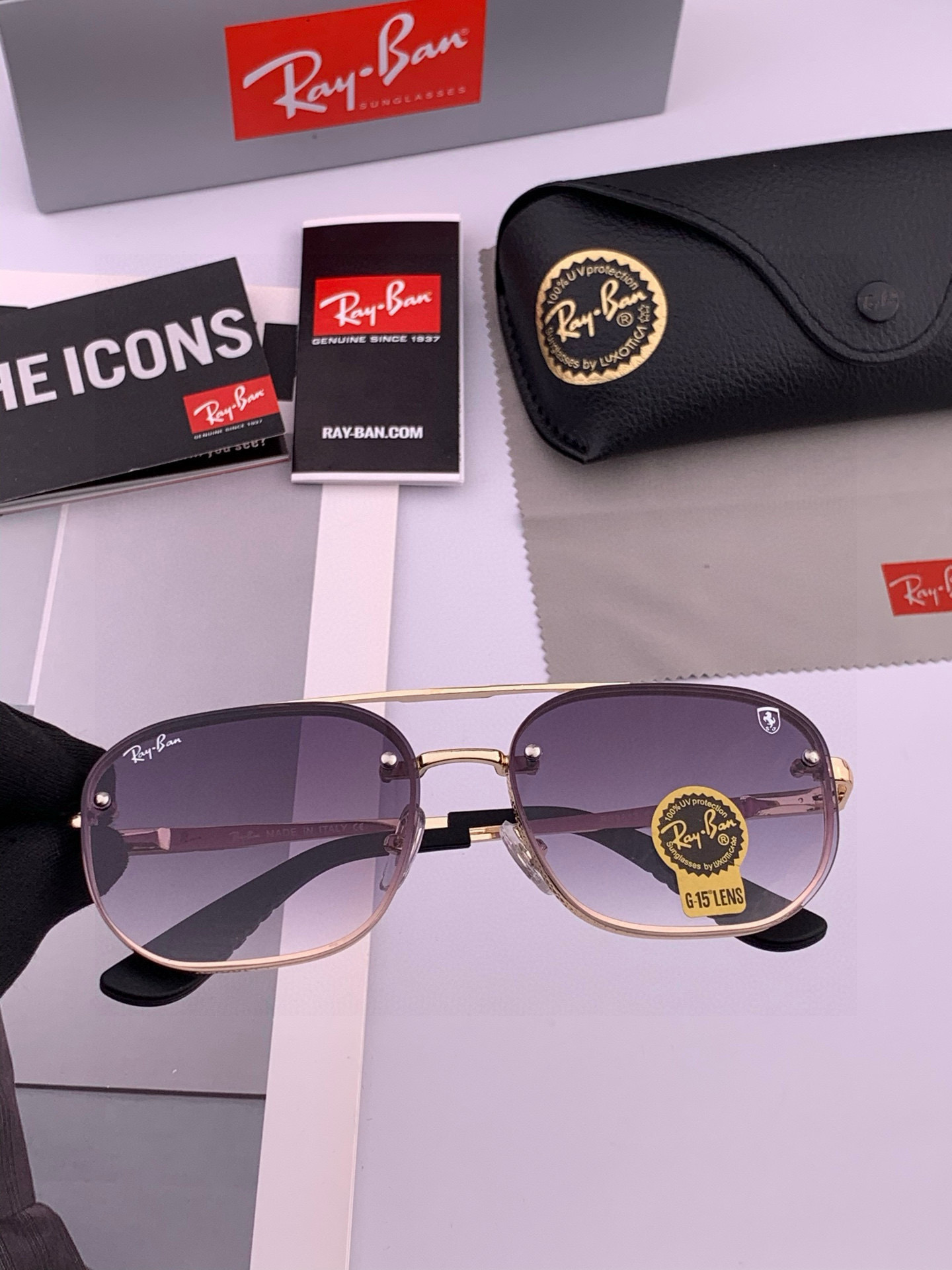 官方同步 品牌:雷朋经典男女士玻璃太阳镜 材质：美国宝丽来高清防爆钢化玻璃镜片 型号：RB