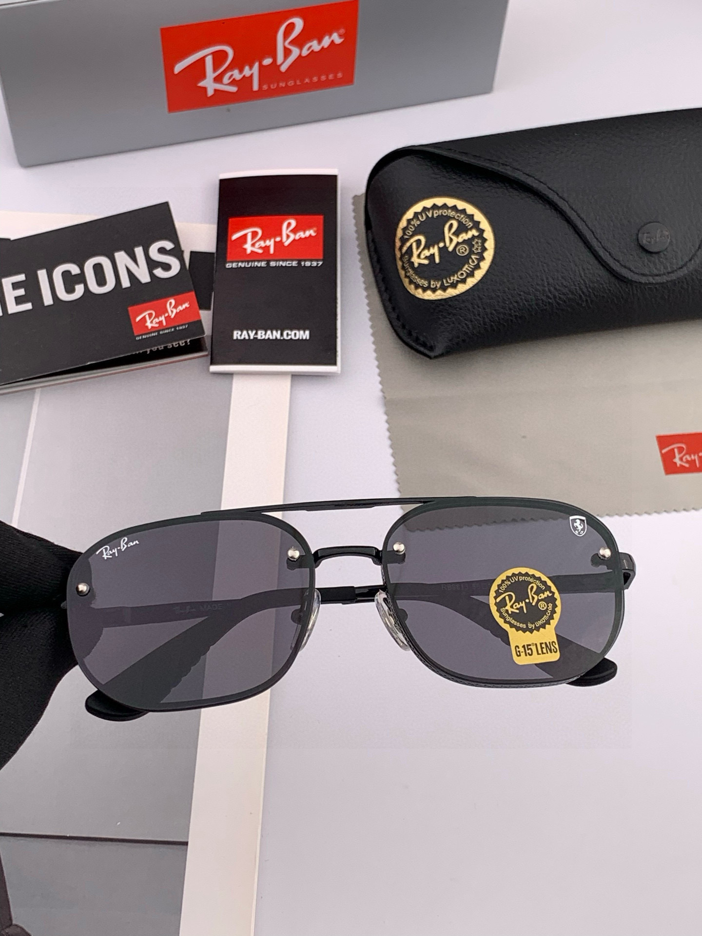 官方同步 品牌:雷朋经典男女士玻璃太阳镜 材质：美国宝丽来高清防爆钢化玻璃镜片 型号：RB