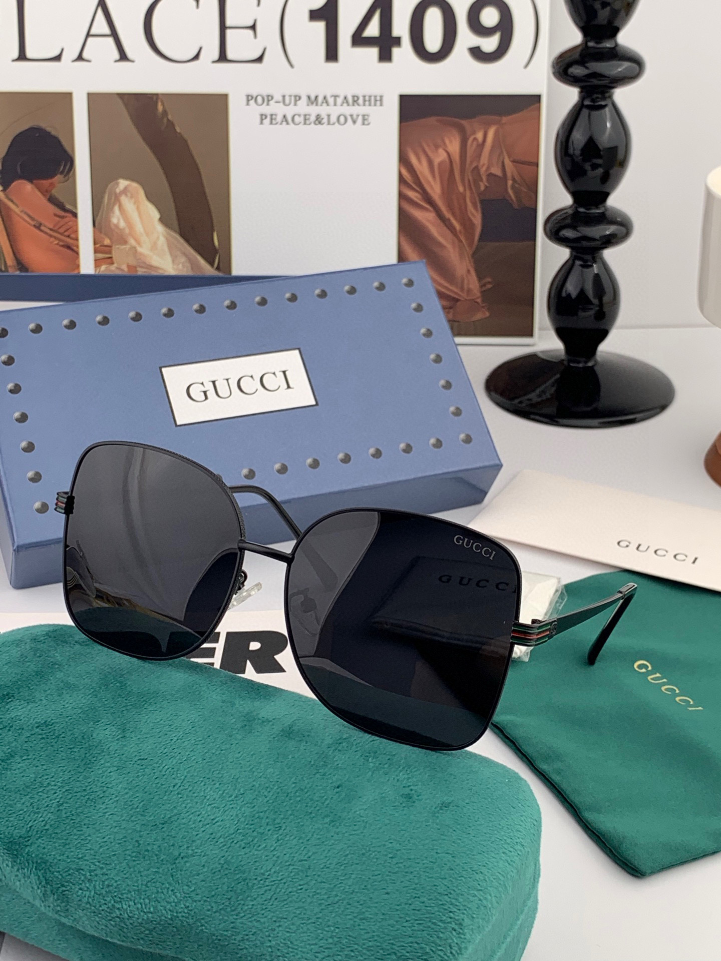 GUCCI 2025开春新款 最新款方框太阳镜 各路网红纷纷带起气场满分‼️ 俏皮甜美.上脸效果更佳.金