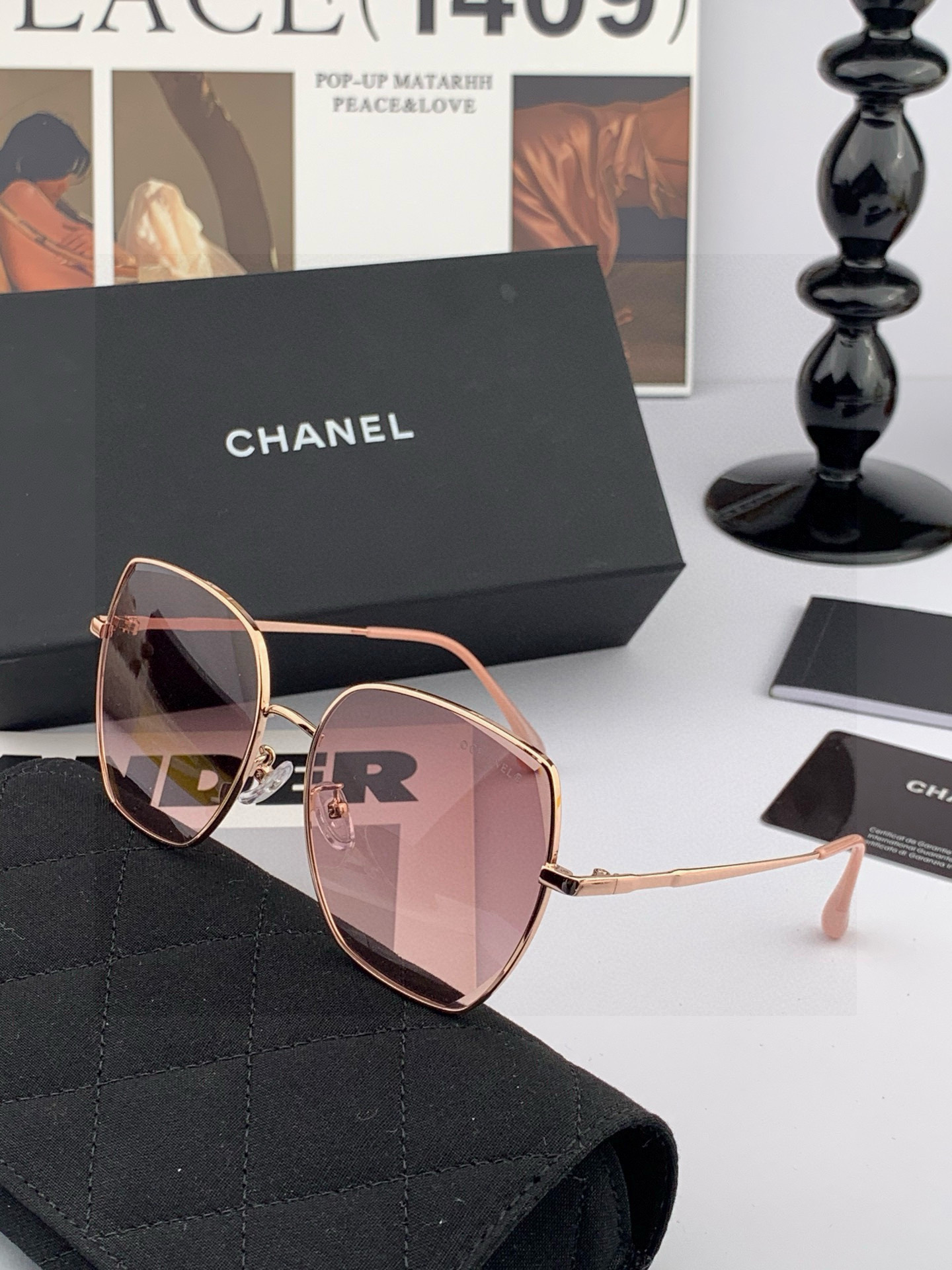 【CHANEL】香奈儿 新款尼龙偏光太眼镜，无框钻石 切边更有质感，大气女人范儿，大脸小脸都好看 ！型号