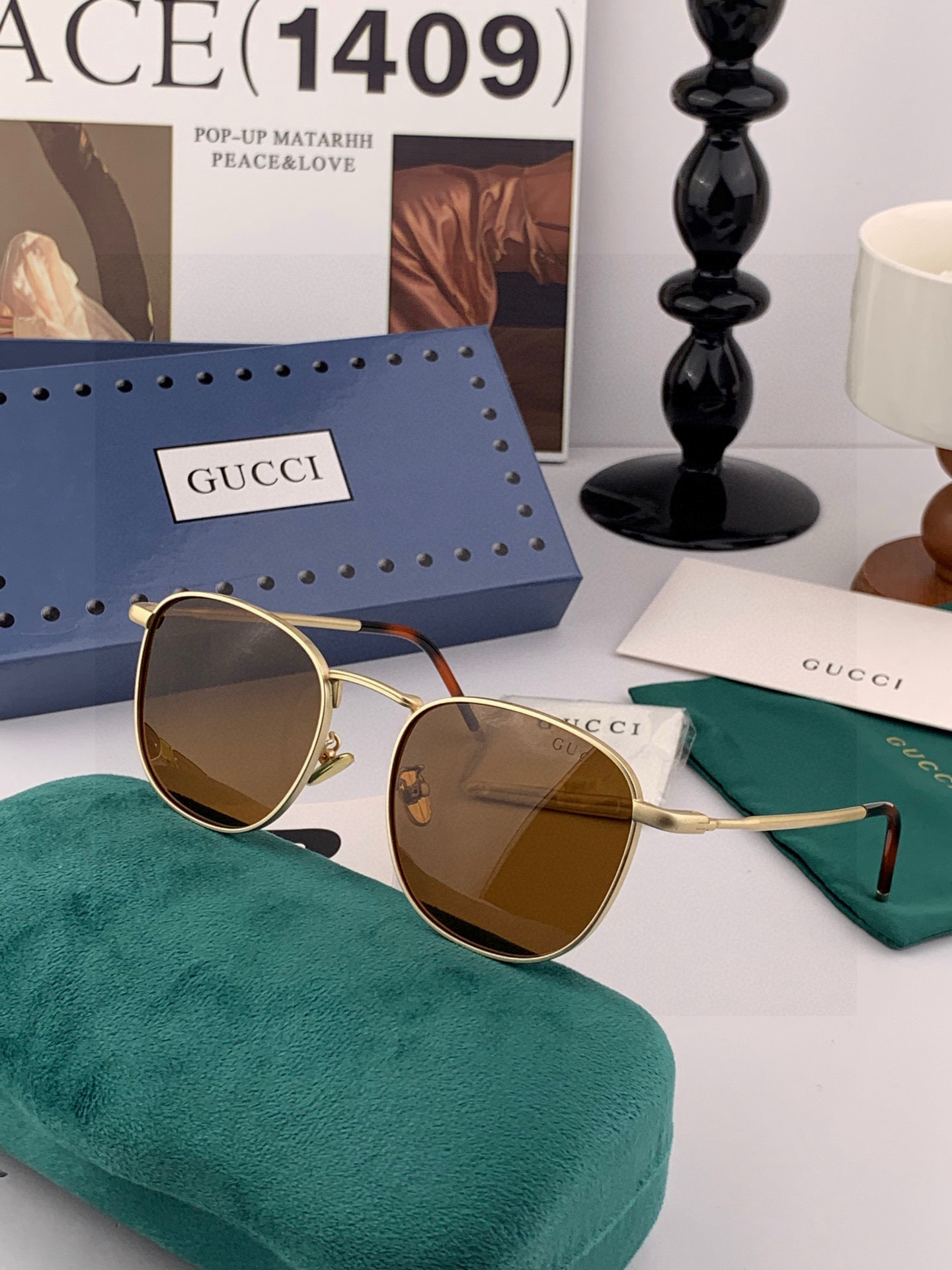 Gucci 。 高品质男女款墨镜 👍 进口宝丽来偏光镜片 。 开车钓鱼都可 。百搭显瘦墨镜韩版男士飞行员