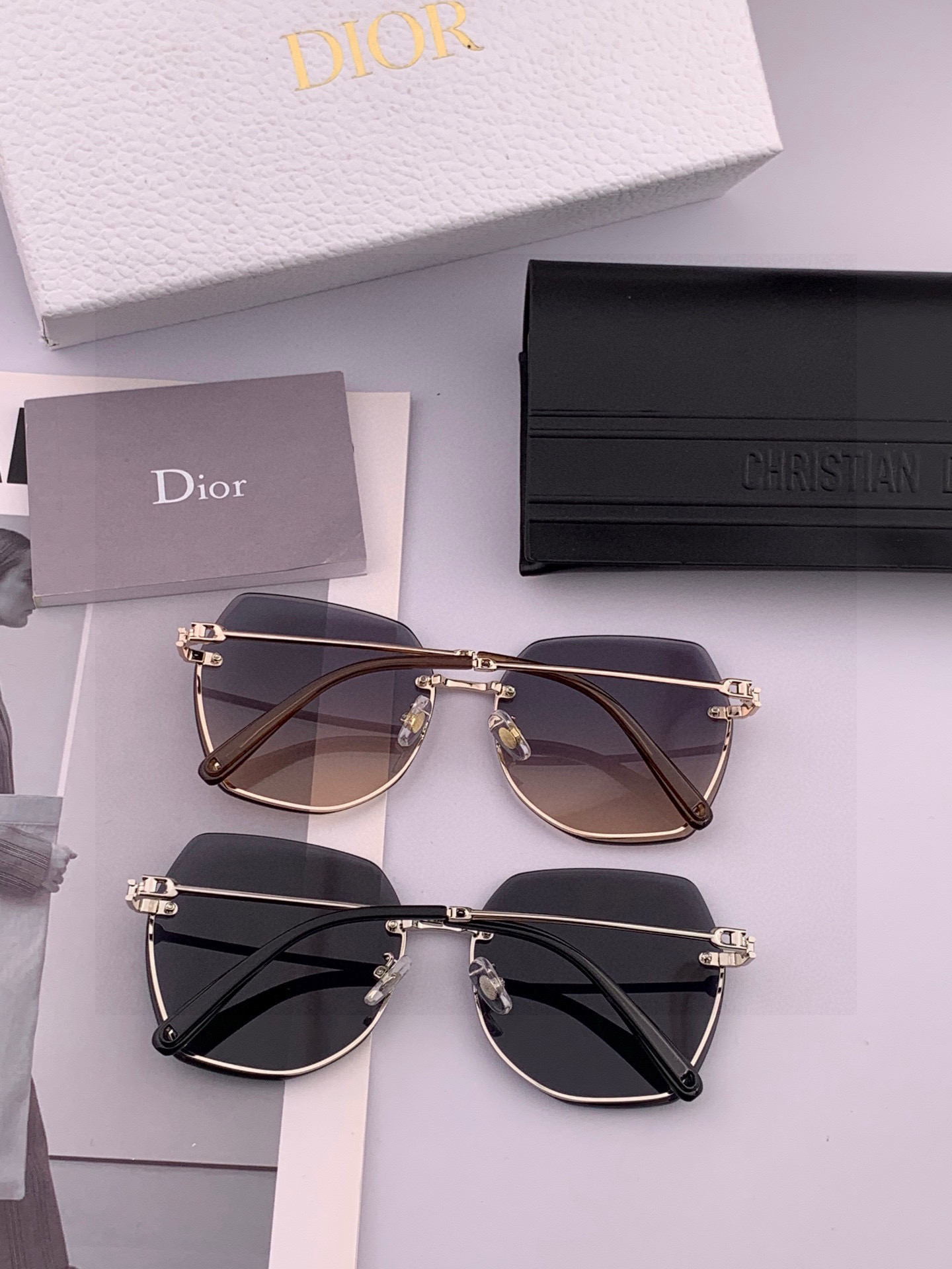 【尼龙偏光系列】DIOR无框太阳镜墨多边形设计，不挑脸型，无论搭配大衣还是连衣裙都非常显气质尼龙偏光镜片