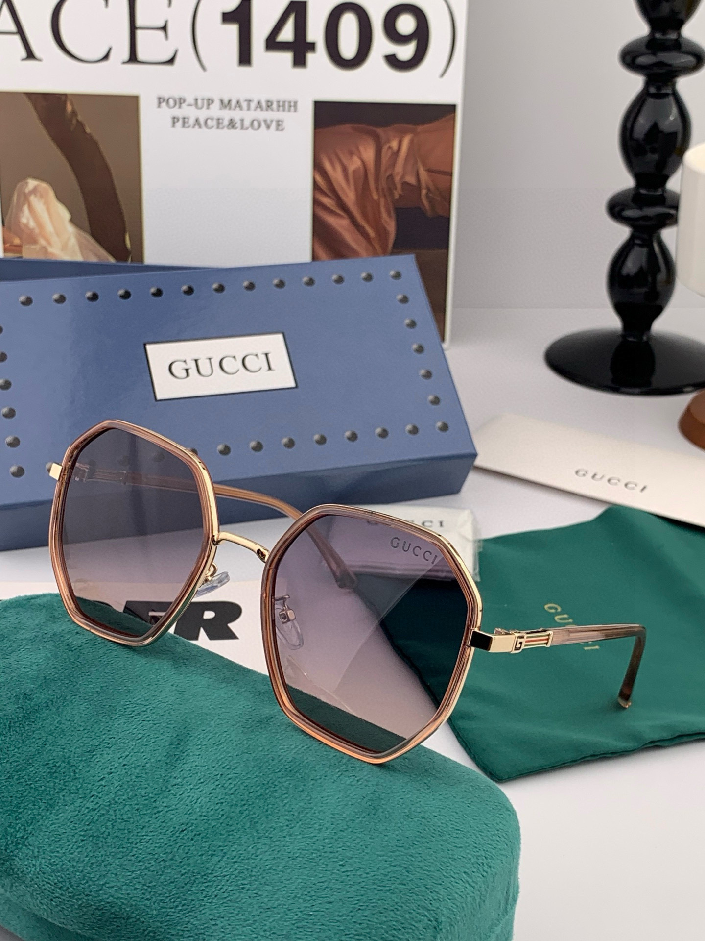 GUCCI 2025开春新款太阳镜 各路网红纷纷带起气场满分‼️ 俏皮甜美.上脸效果更佳.金属质感超好 