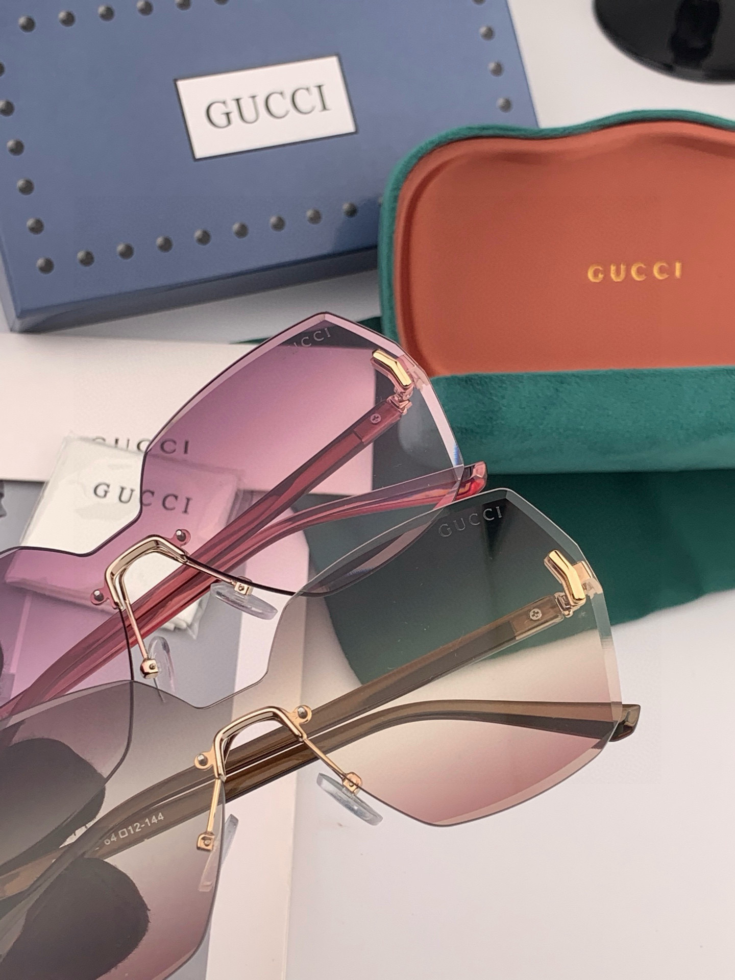 GUCCI 新款连体尼龙偏光太眼镜，无框钻石 切边更有质感，大气女人范儿，大脸小脸都好看 ！型号：G49