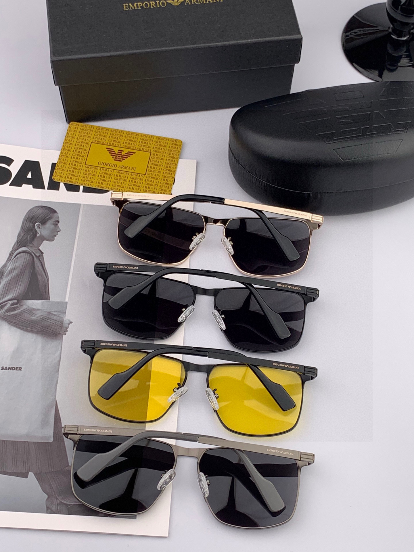 【阿玛尼】2025新款超百搭金属尼龙太阳镜、造型轮廓超大镜框完美修饰脸型，时尚超级百搭 ！型号：A961