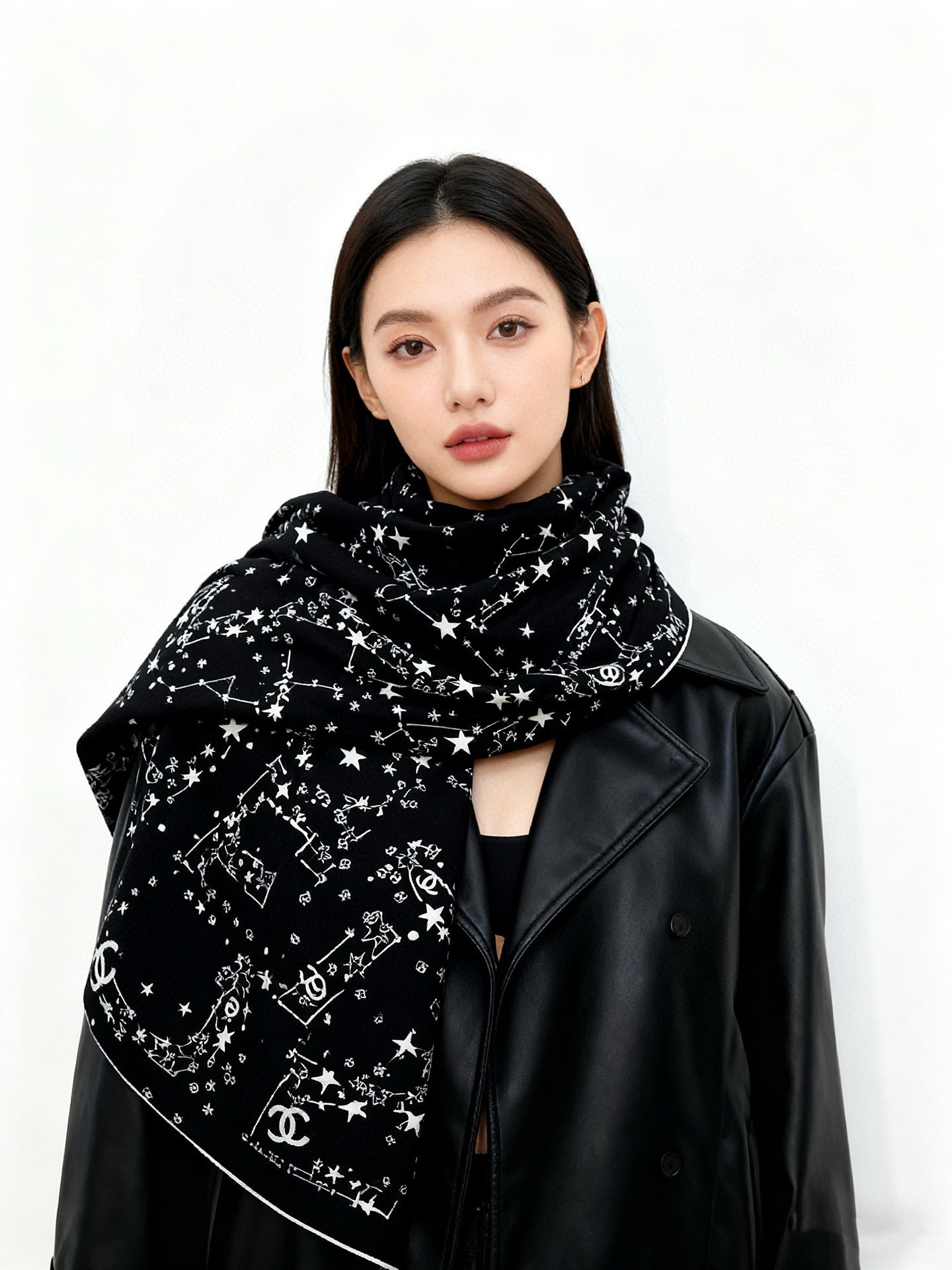 Chanel ~20。秋冬新品~【140顶级丝绒双面同色】繁星点点与双C的完美结合适合各种场合搭配使用黑