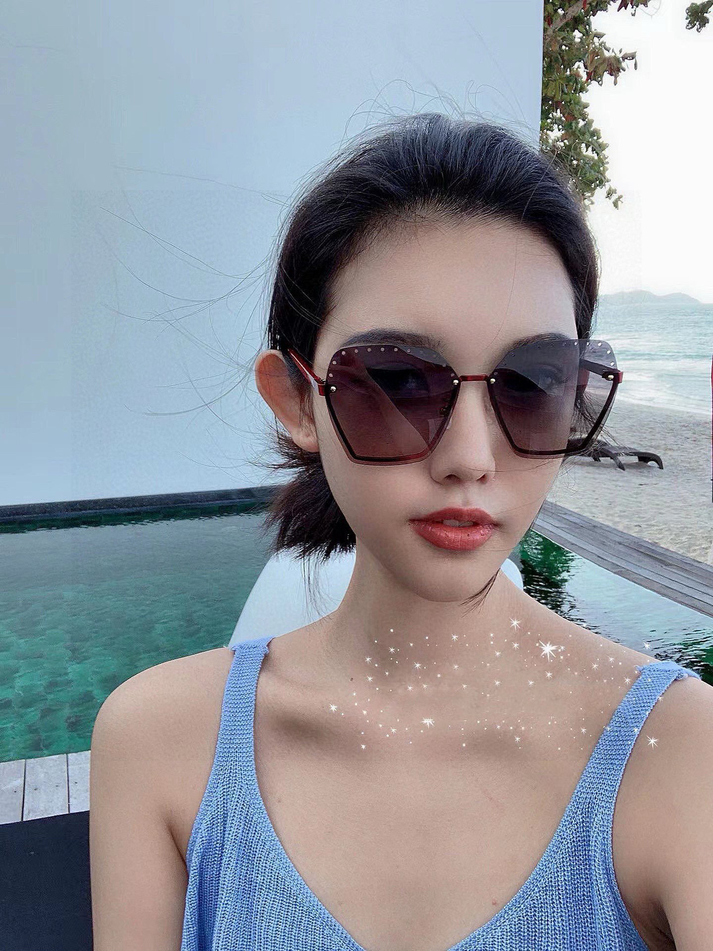 GUCCI🌋☔️时尚无框太阳镜镜片 顶级奢侈品[强] 高品质[胜利][亲亲]🍦🍨 [得意] 气质非凡😄 