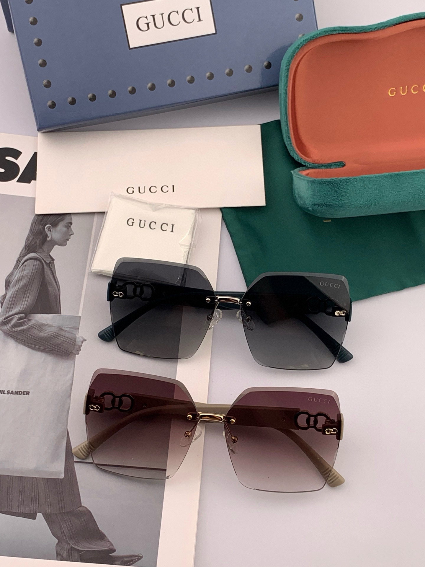 🔺 【GUCCI】2025开春新款 潮流爆款 时尚方框太阳镜 高品质 佩戴舒适 网红潮款墨镜 型号：G1