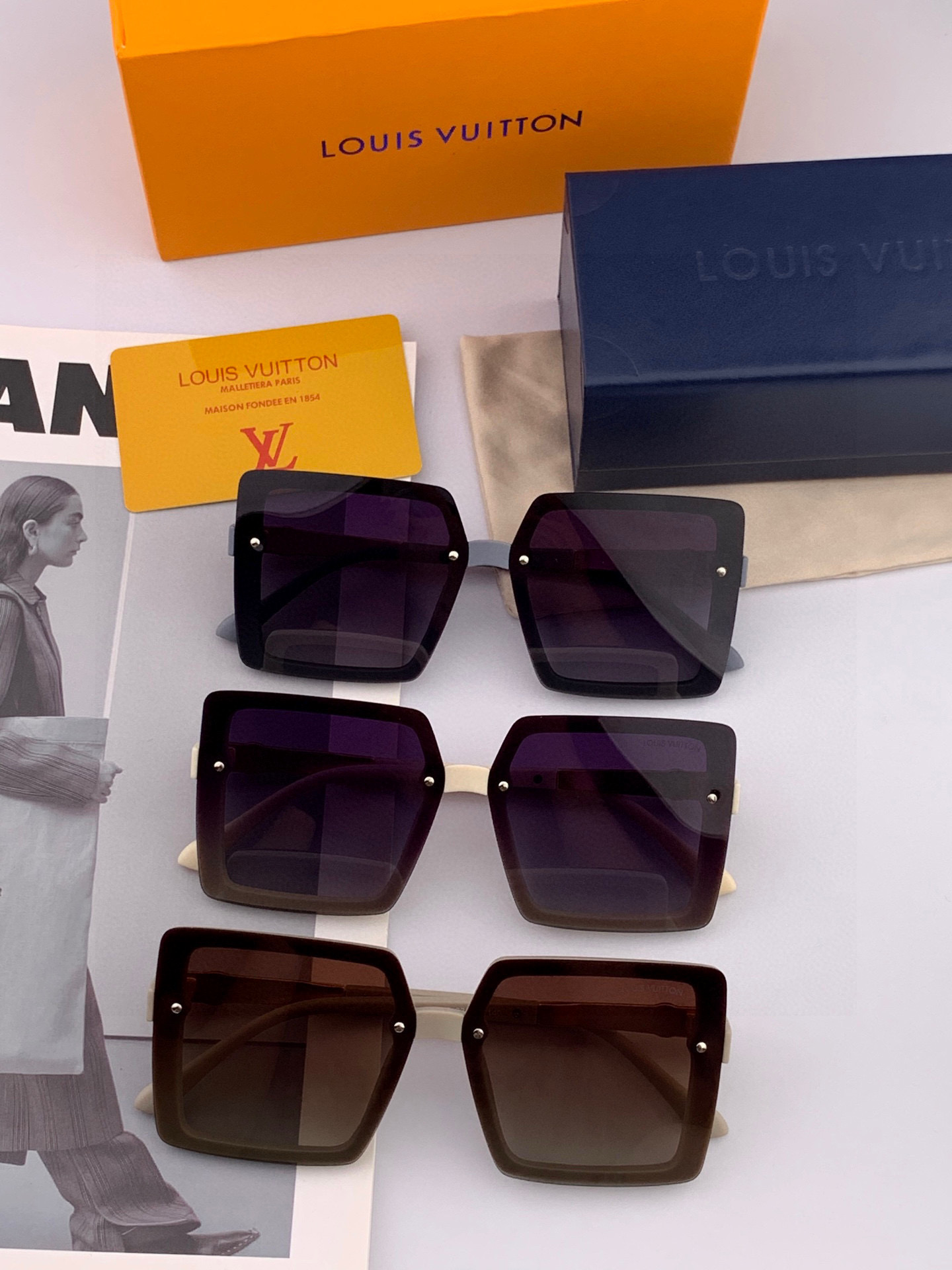 【TR偏光系列】lv大框太阳镜墨镜经典的方框设计，不挑脸型，无论搭配大衣还是连衣裙都非常显气质偏光镜片预