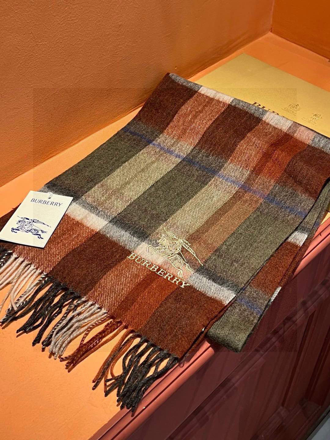 新款巴宝莉大方格子最新款💥 100%顶极羊羔绒材质🔥非常保暖👑 柔软亲肤，不扎脖😍经典巴宝莉格纹设计，加