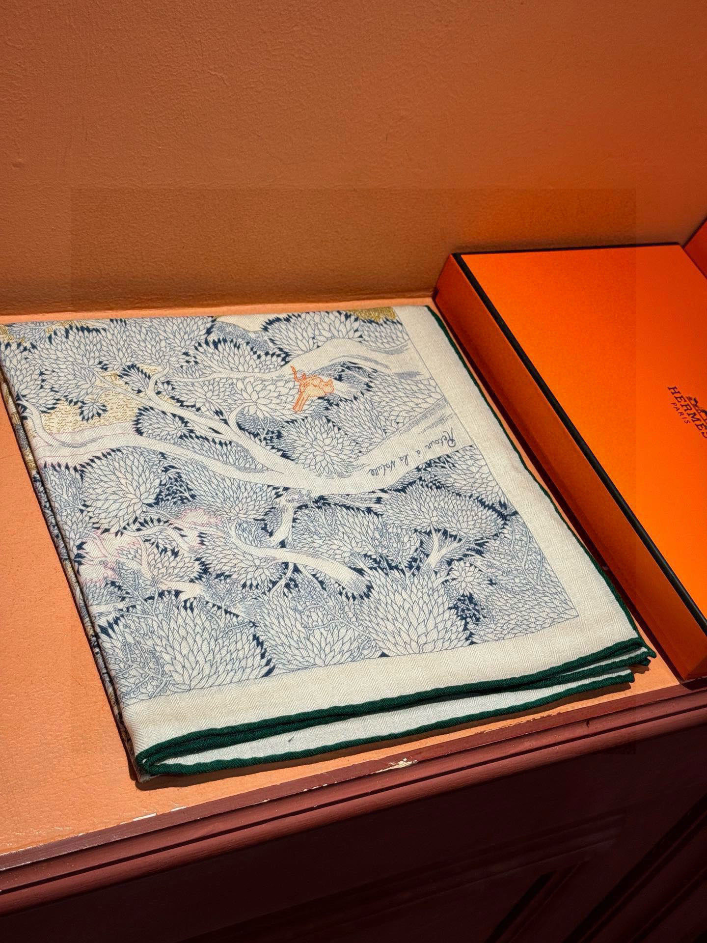 爱马仕~秋冬搭配利器❗️顶级双面同色 版真丝羊绒披肩!!1条等于2条】点睛精彩,图案和配色都超级喜欢,又