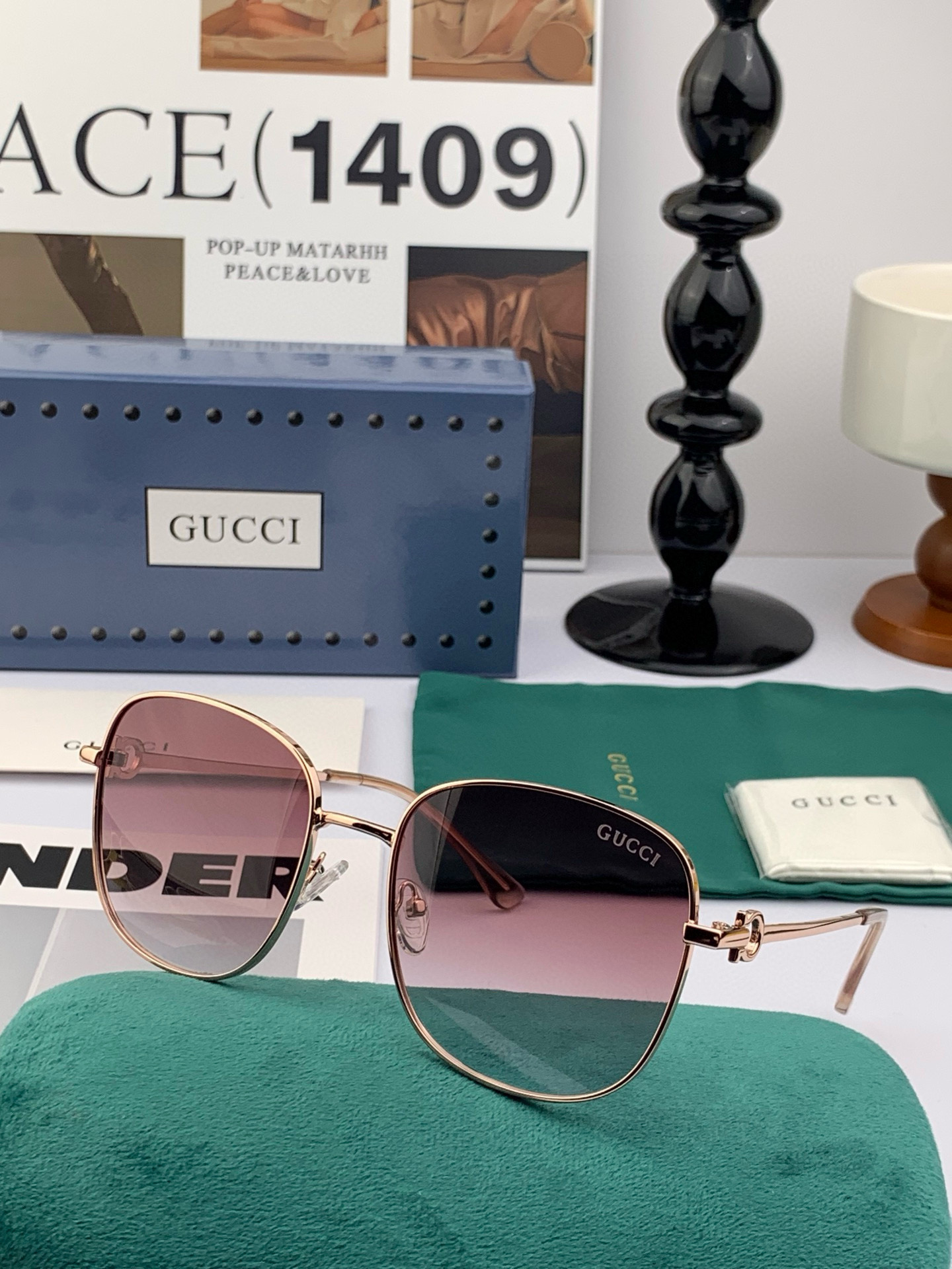 GUCCI 2025开春新款 最新款方框太阳镜 各路网红纷纷带起气场满分‼️ 俏皮甜美.上脸效果更佳.金