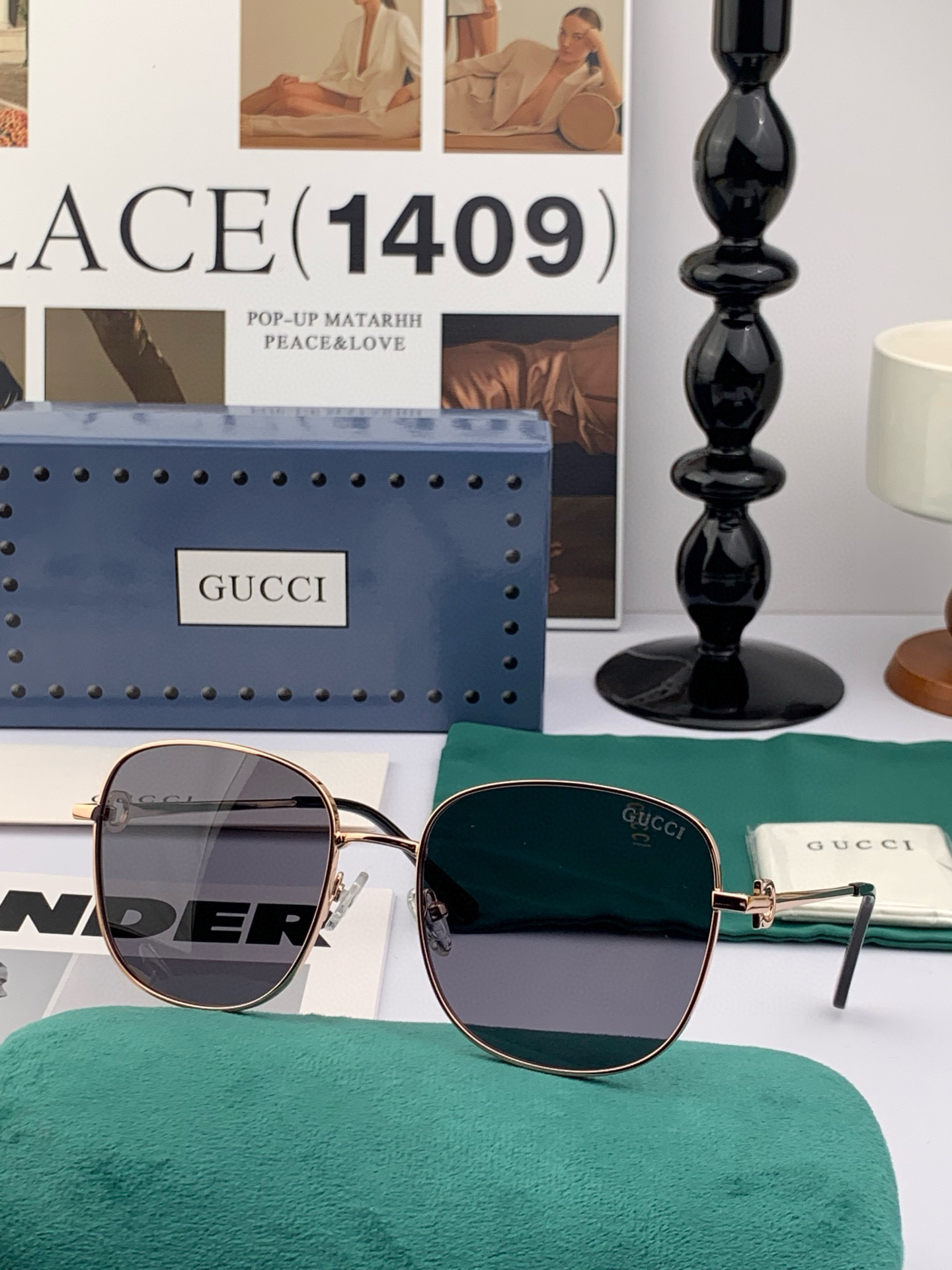 GUCCI 2025开春新款 最新款方框太阳镜 各路网红纷纷带起气场满分‼️ 俏皮甜美.上脸效果更佳.金