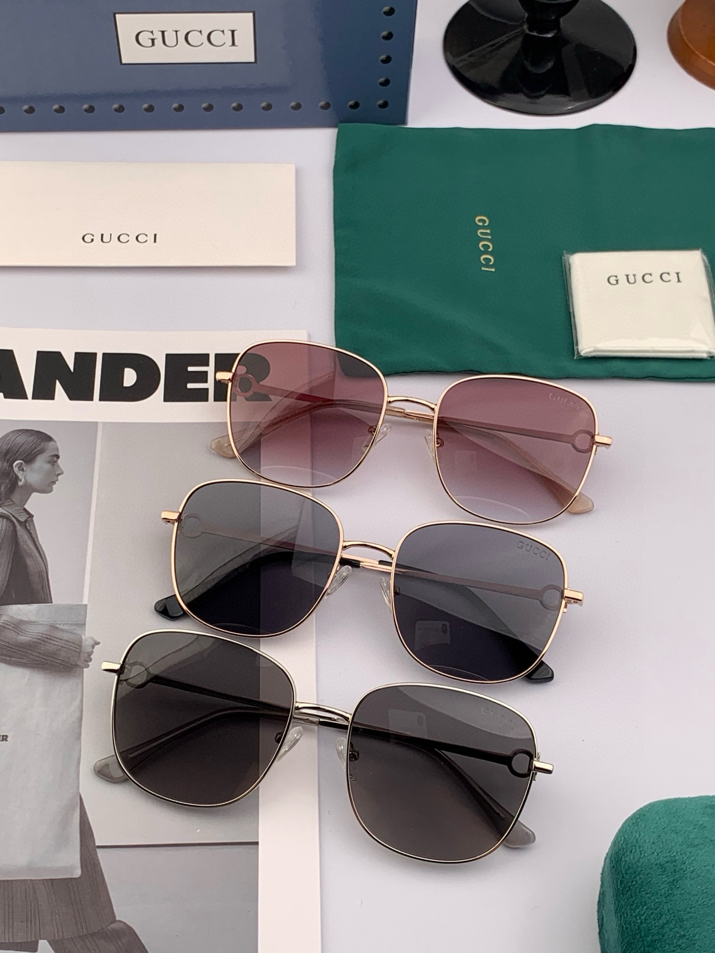 GUCCI 2025开春新款 最新款方框太阳镜 各路网红纷纷带起气场满分‼️ 俏皮甜美.上脸效果更佳.金