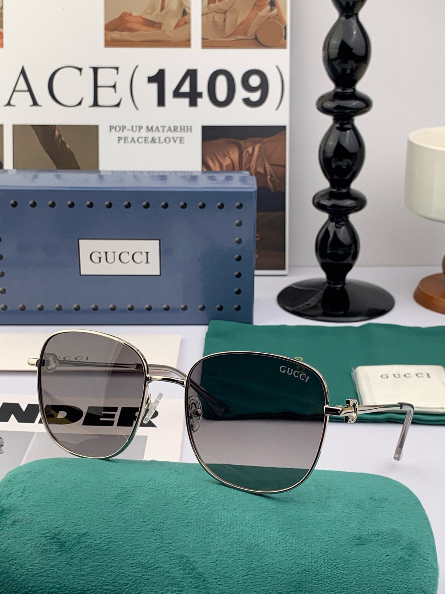 GUCCI 2025开春新款 最新款方框太阳镜 各路网红纷纷带起气场满分‼️ 俏皮甜美.上脸效果更佳.金