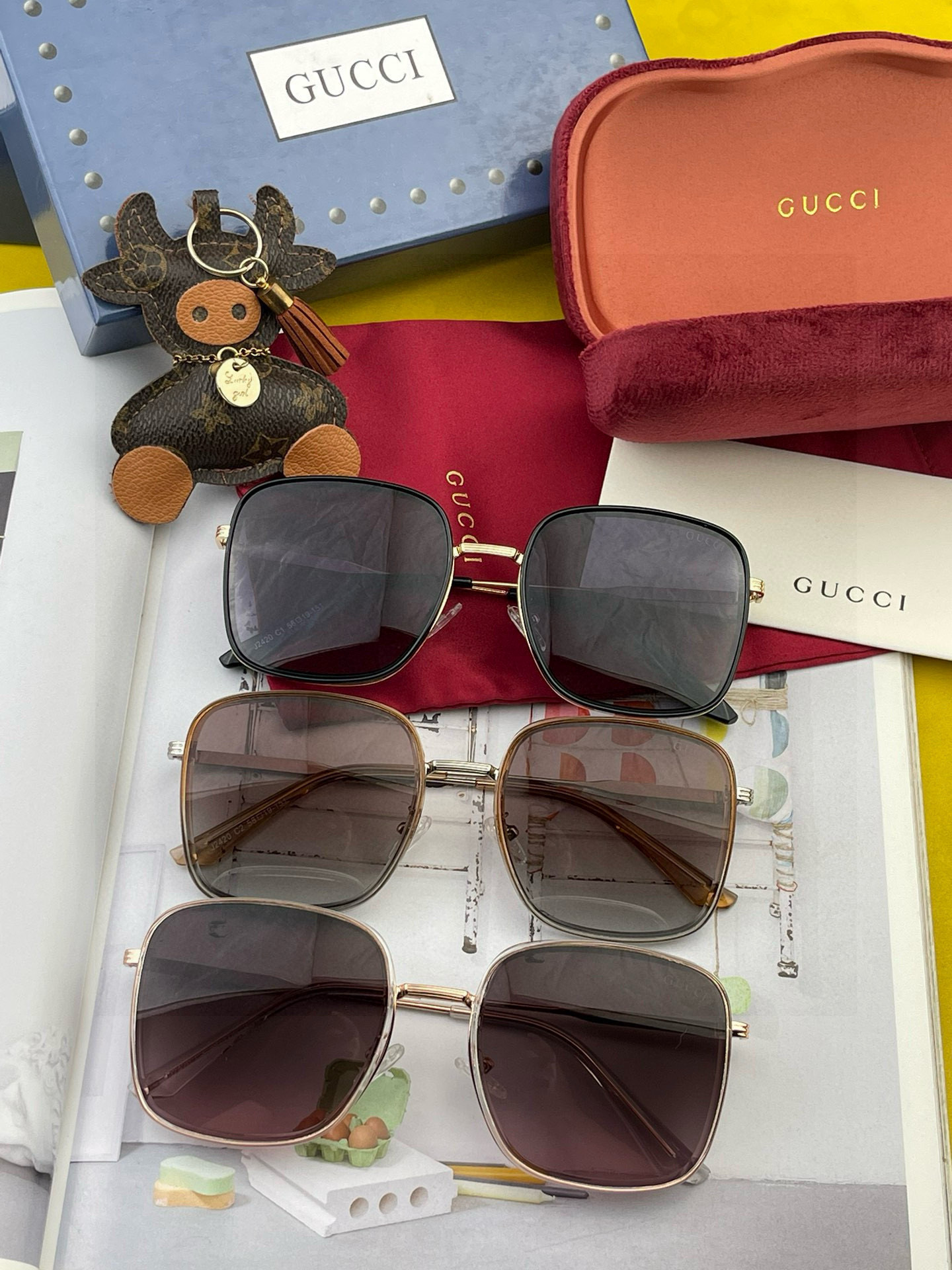 🔺 【GUCCI-偏光太阳镜】2024开春新款 潮流爆款 时尚方框偏光太阳镜 高品质 佩戴舒适 网红潮款