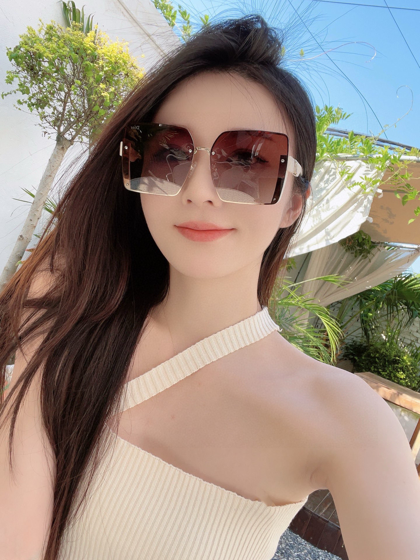 DIOR 2025新款女士方框太阳眼镜 开车墨镜 新款金属无框太阳镜 时尚大方 舒适轻盈 精致奢华 超轻