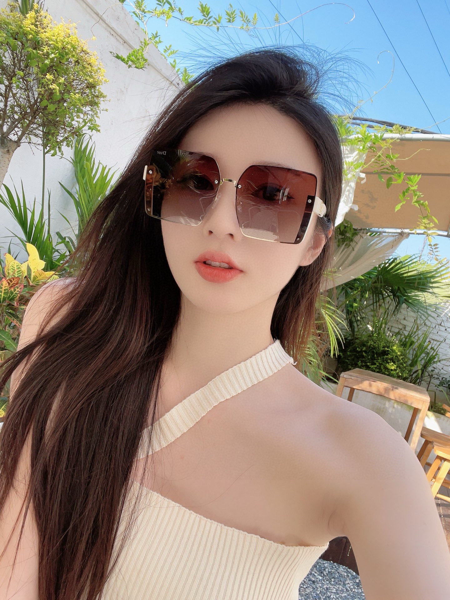 DIOR 2025新款女士方框太阳眼镜 开车墨镜 新款金属无框太阳镜 时尚大方 舒适轻盈 精致奢华 超轻