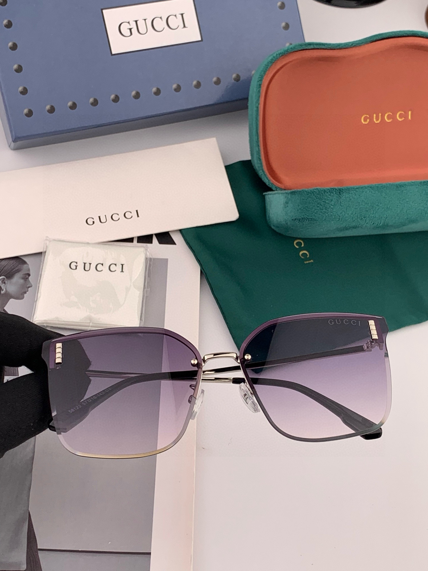 GUCCI 2025开春新款 最新款无框太阳镜 各路网红纷纷带起气场满分‼️ 俏皮甜美.上脸效果更佳.金