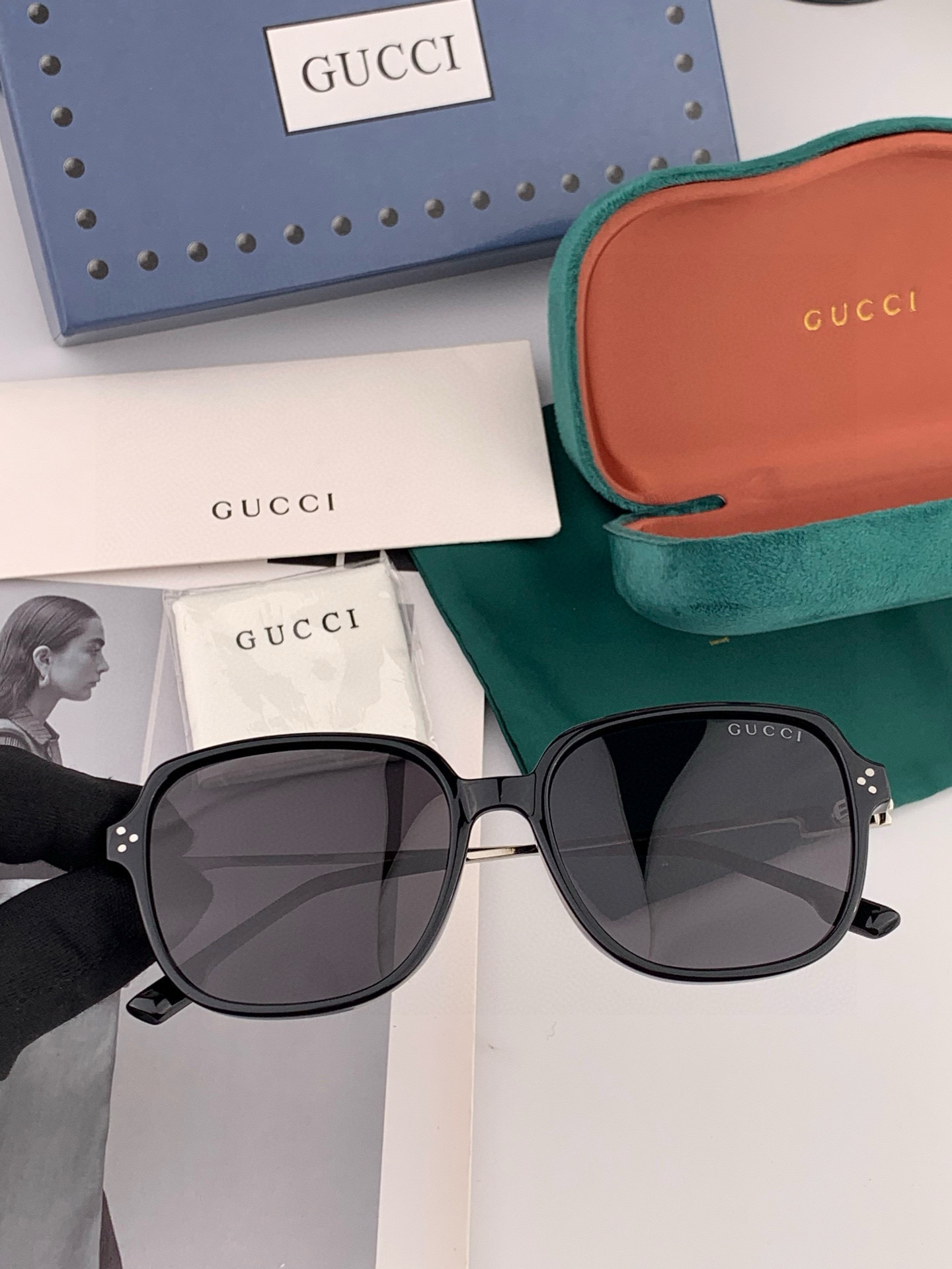 🔺 【GUCCI】2025开春新款 潮流爆款 时尚方框偏光太阳镜 高品质 佩戴舒适 网红潮款墨镜 女士高