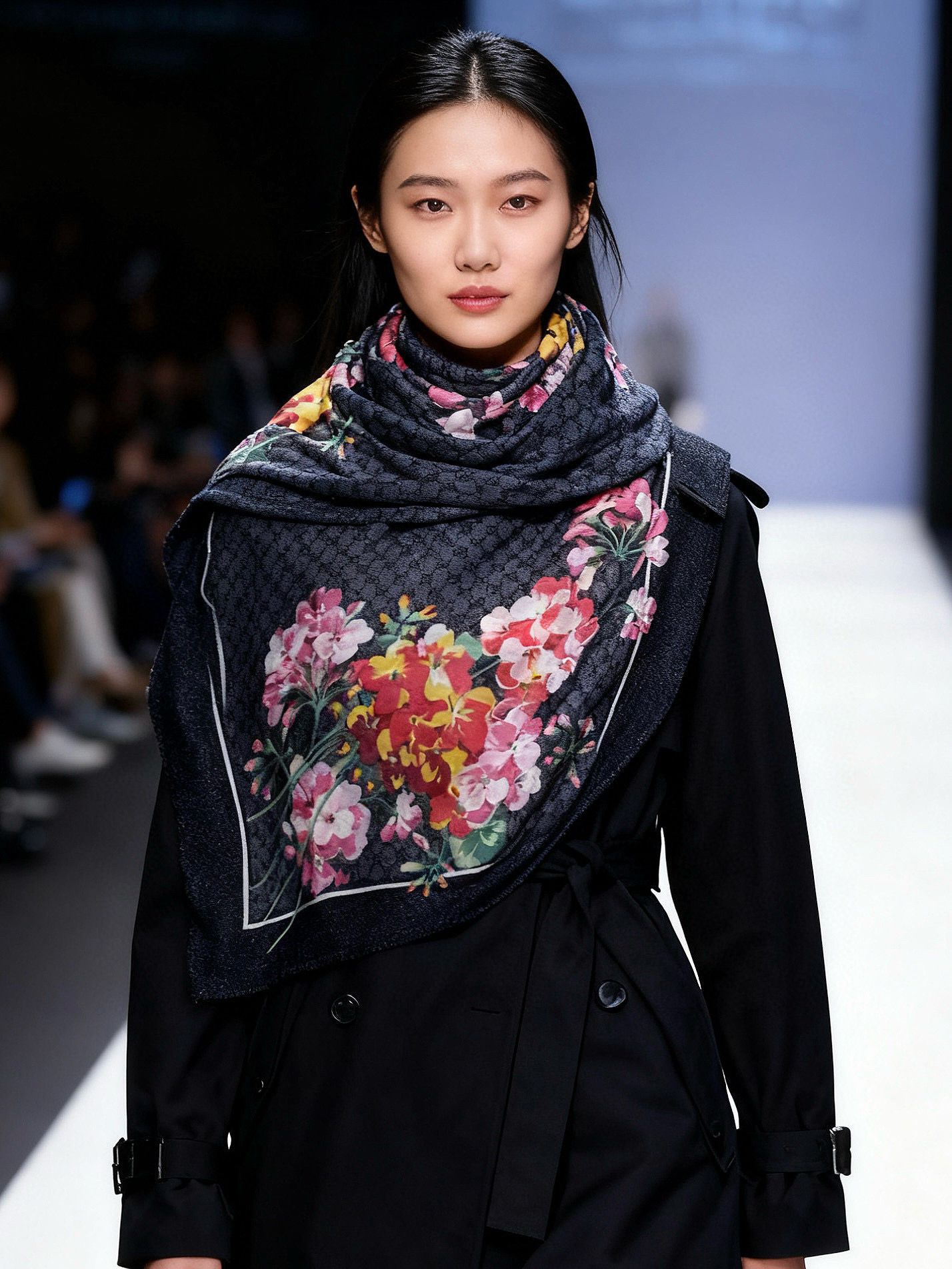 Gucci花卉羊绒围巾~超级抬气色！高级女人味！】羊绒围巾也能这么美！！！Gucci这款双面花卉羊绒围巾